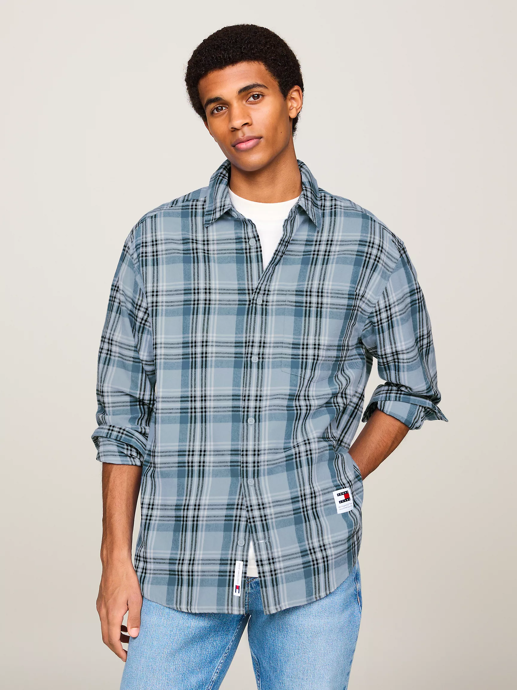 Мужская рубашка Tommy Hilfiger, Свободная клетчатая рубашка TJ с мягкой фактурой