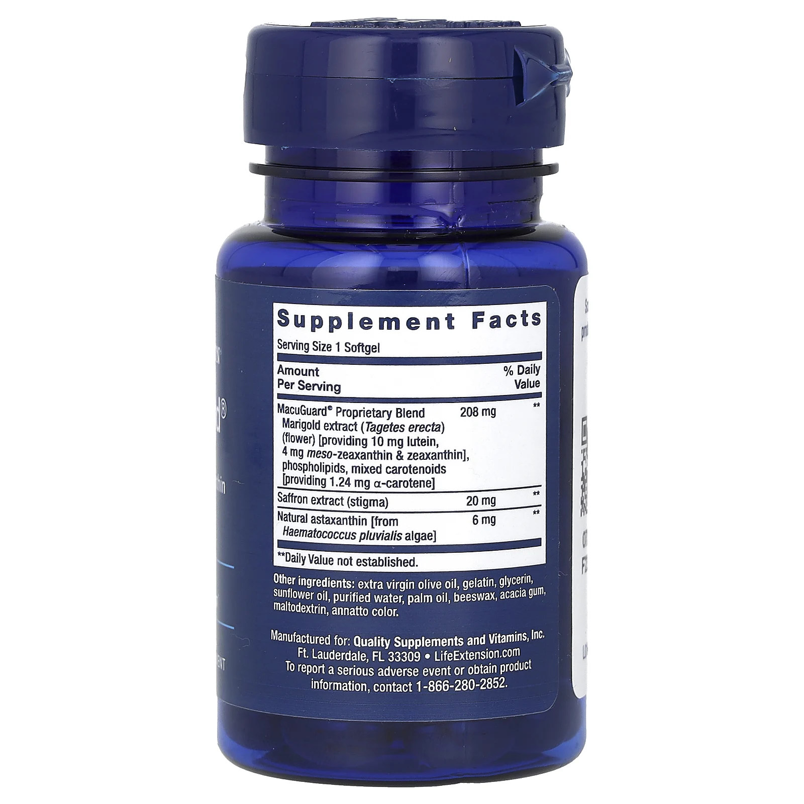 Life Extension, MacuGuard, поддержка зрения с шафраном и астаксантином, 60 капсул