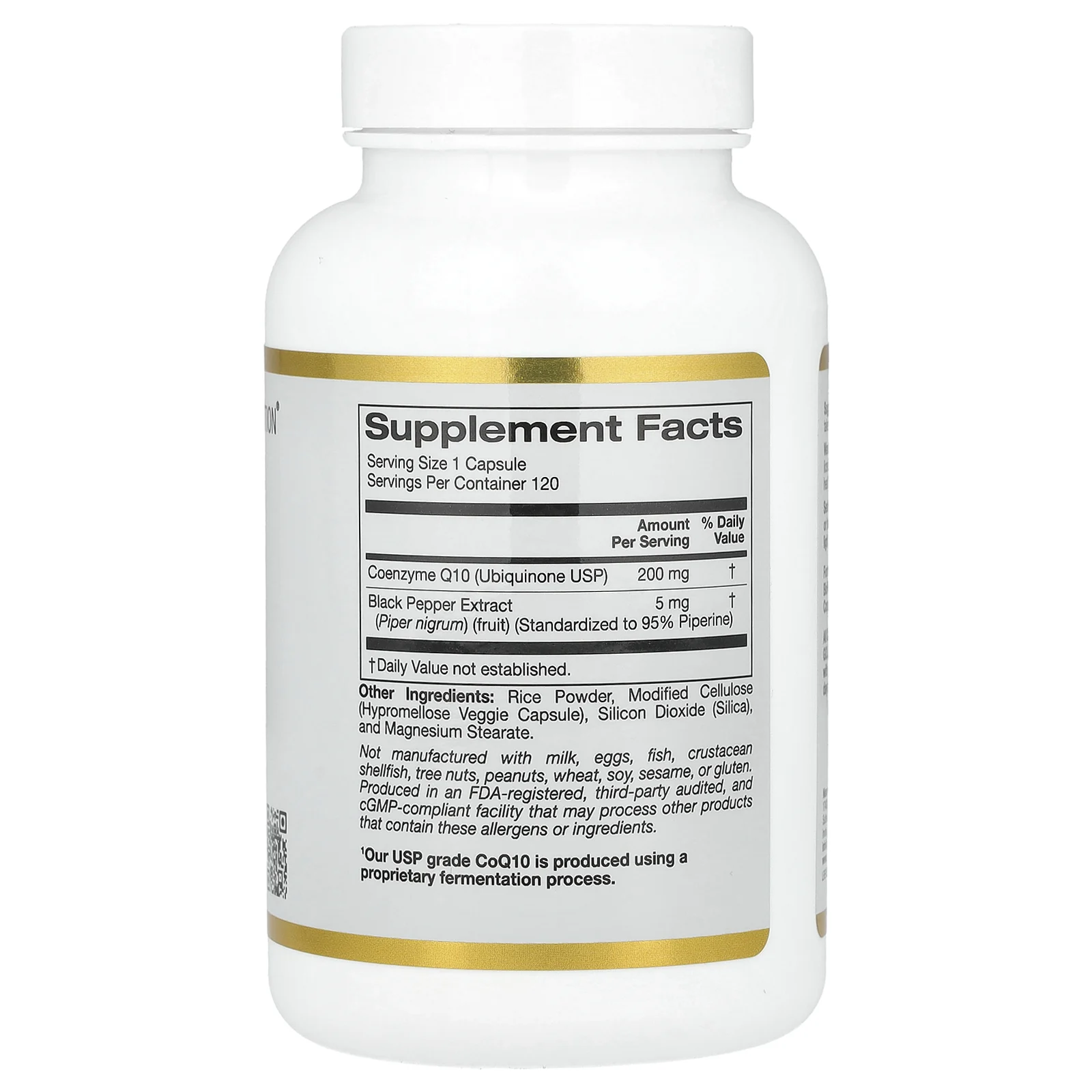 California Gold Nutrition, Коэнзим Q10 с Bioperine®, 200 мг, 120 растительных капсул