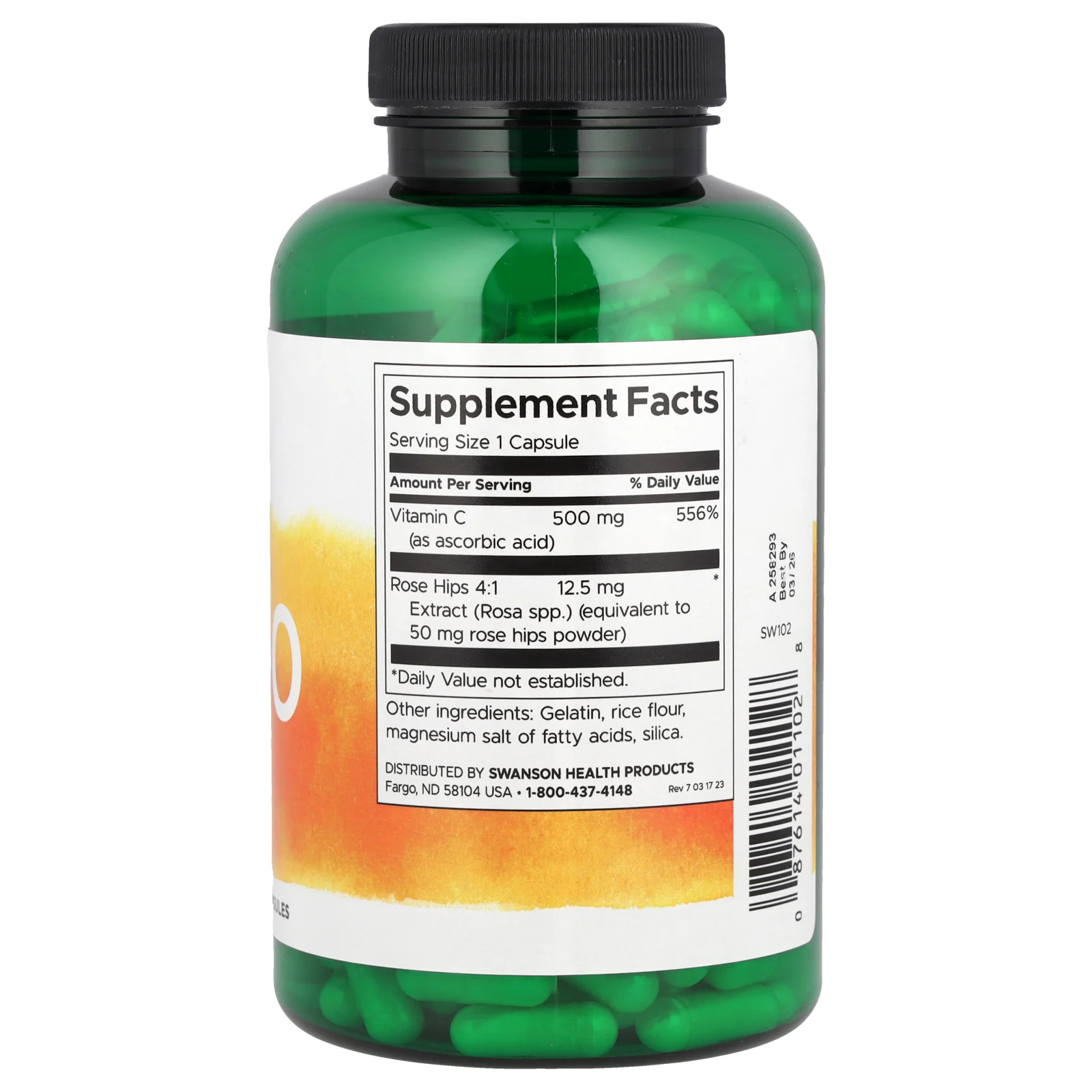 Swanson, Витамин C с шиповником, 500 мг, 250 капсул