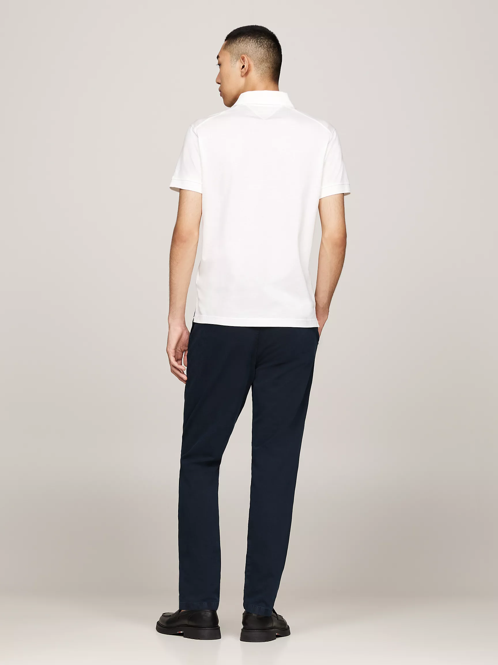 Мужское поло Tommy Hilfiger, Приталенное однотонное поло из мерсеризованного хлопка