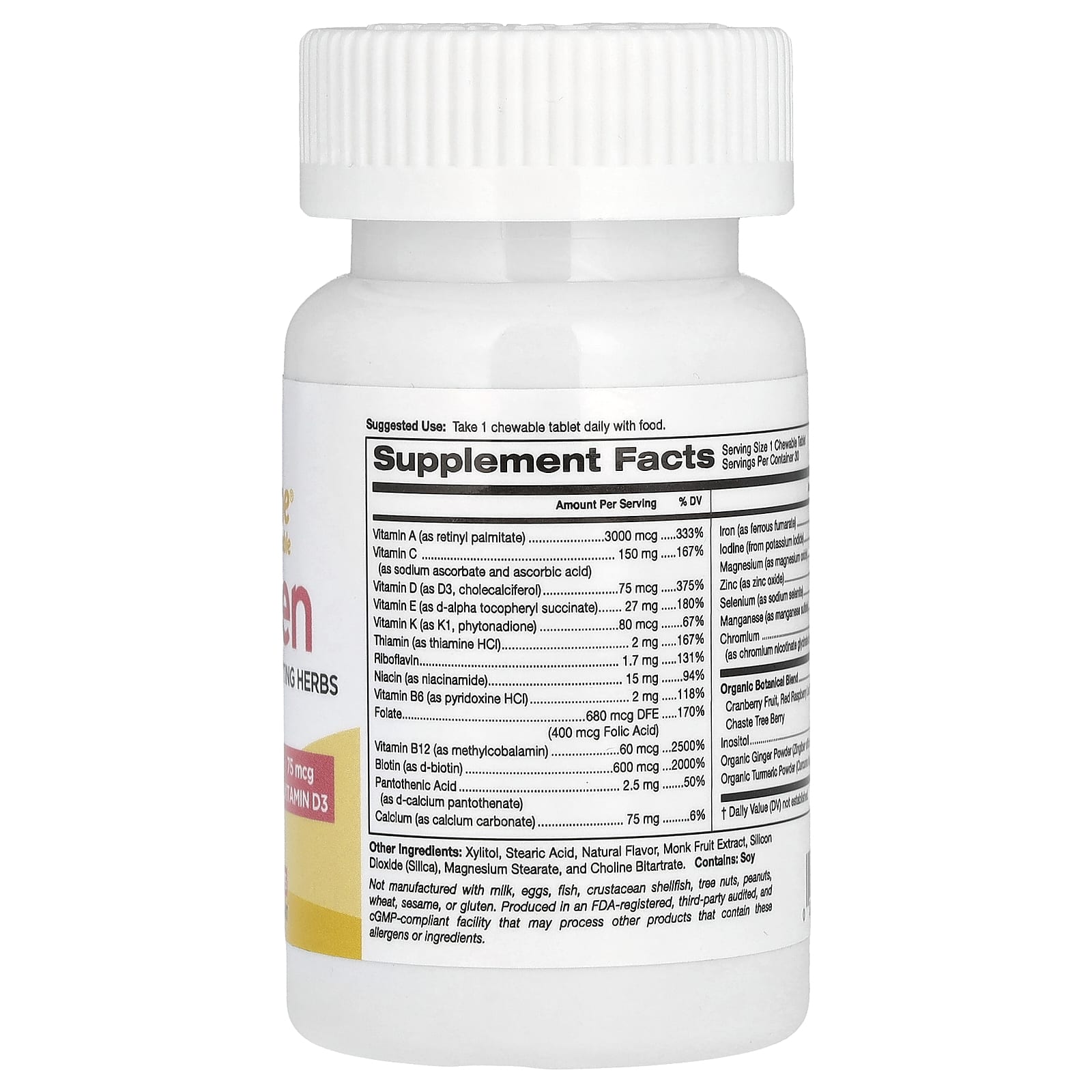 Super Nutrition, SimplyOne, мультивитамины и полезные травы для женщин, вкус лесных ягод, 30 жевательных таблеток