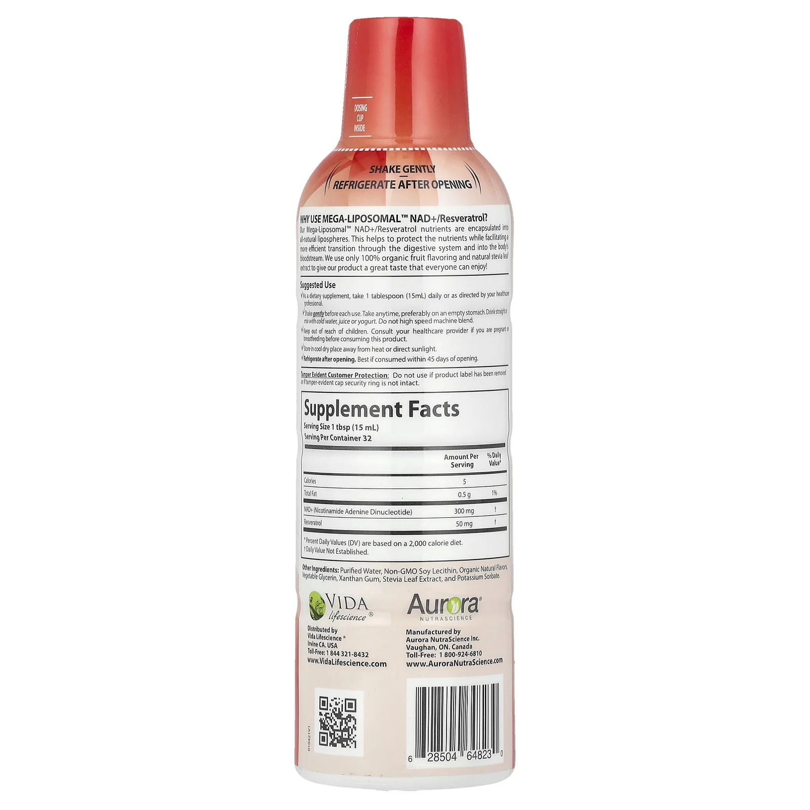 Aurora Nutrascience, Мега-липосомальный НАД + / ресвератрол, органические фрукты, 480 мл (16 жидк. Унций)