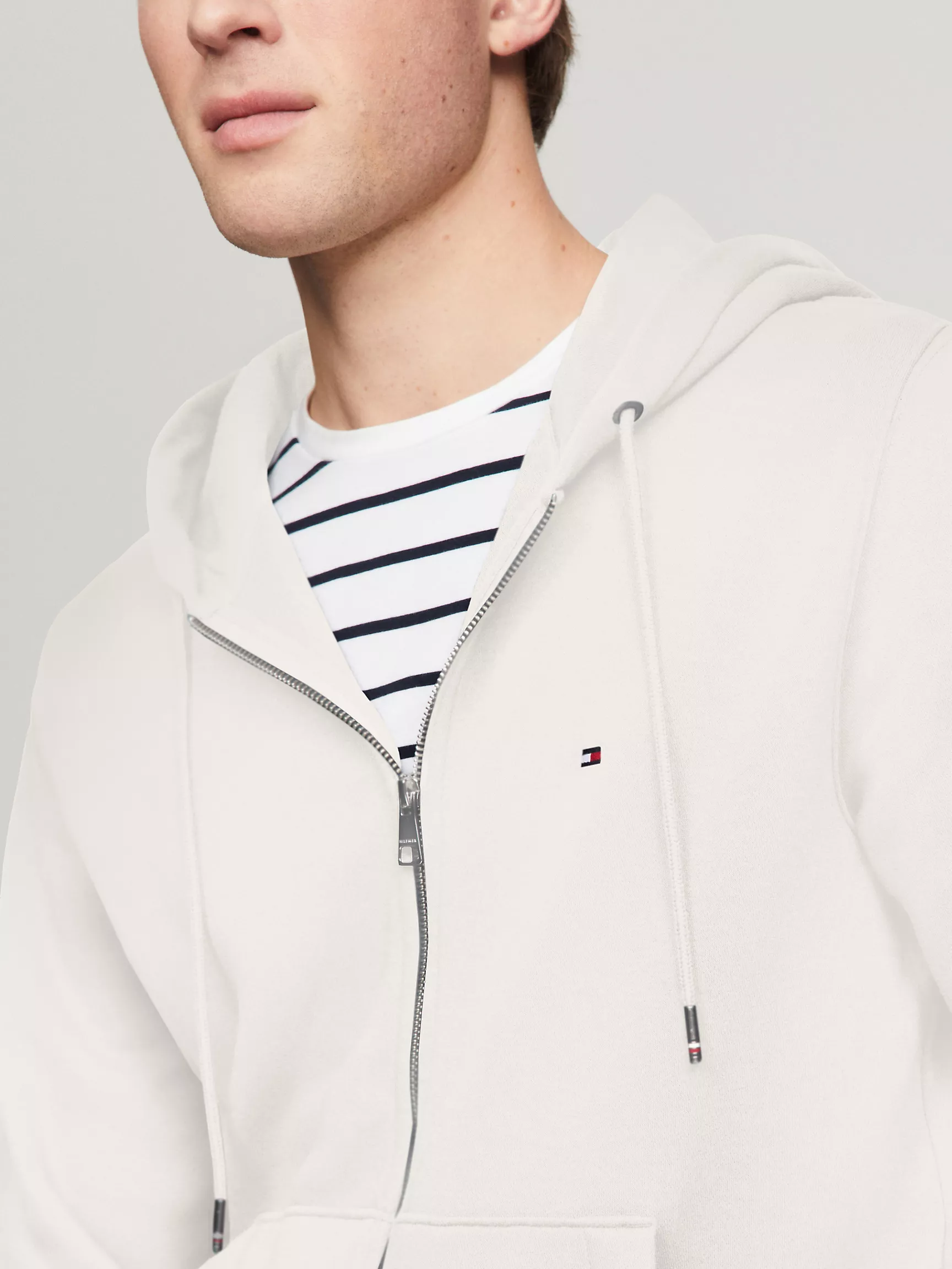 Мужское худи Tommy Hilfiger, Однотонное худи на молнии с логотипом