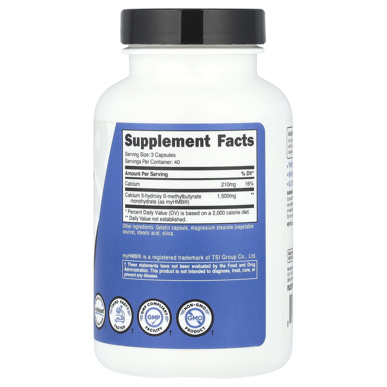 Nutricost, Performance, myHMB®, 1500 мг, 120 капсул (500 мг в 1 капсуле)