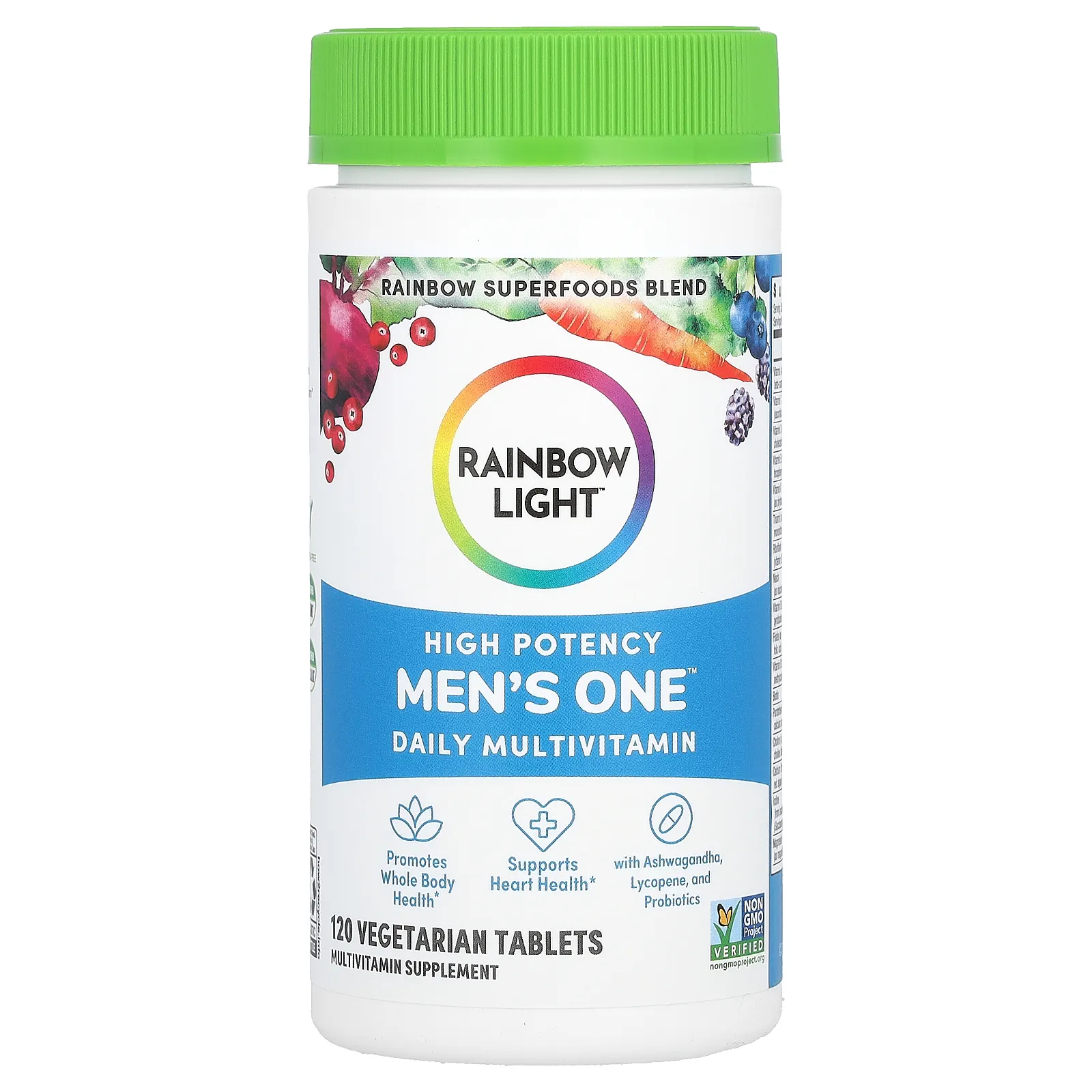 Rainbow Light, Men's One, ежедневная мультивитаминная добавка для мужчин, высокая эффективность, 120 вегетарианских таблеток