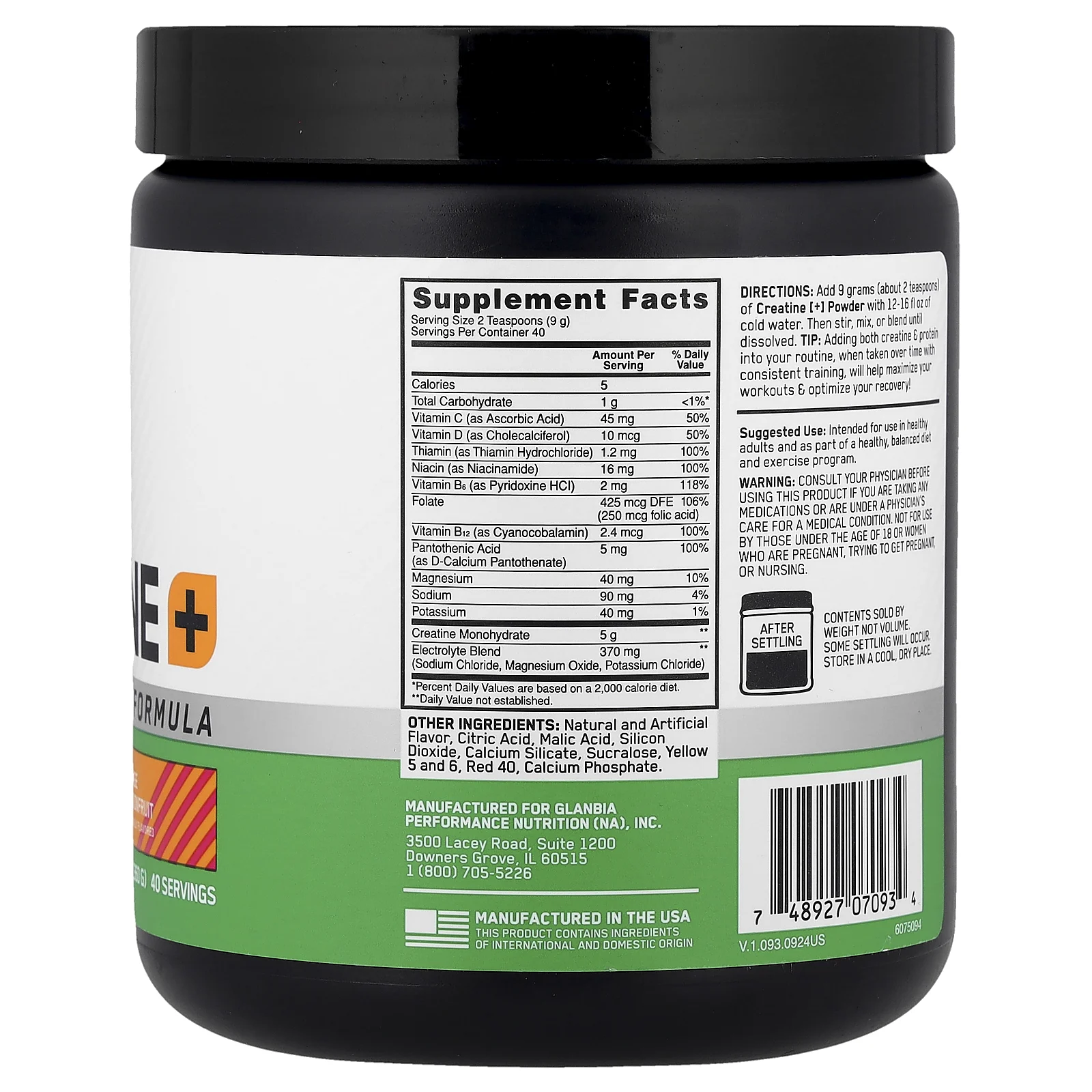 Optimum Nutrition, Creatine +, апельсин и маракуйя, 360 г (12,69 унции)