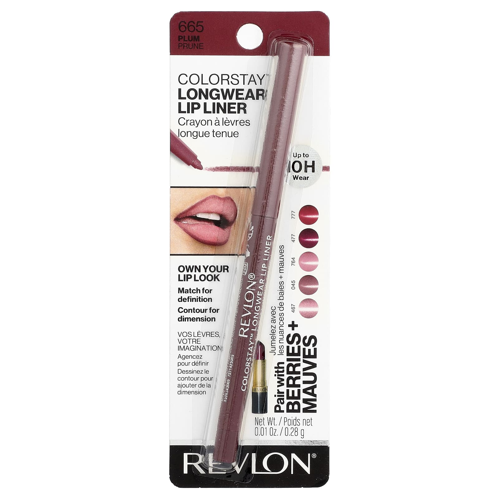 Revlon, Colorstay™, стойкий карандаш для губ, оттенок 665 сливовый, 0,28 г (0,01 унции)
