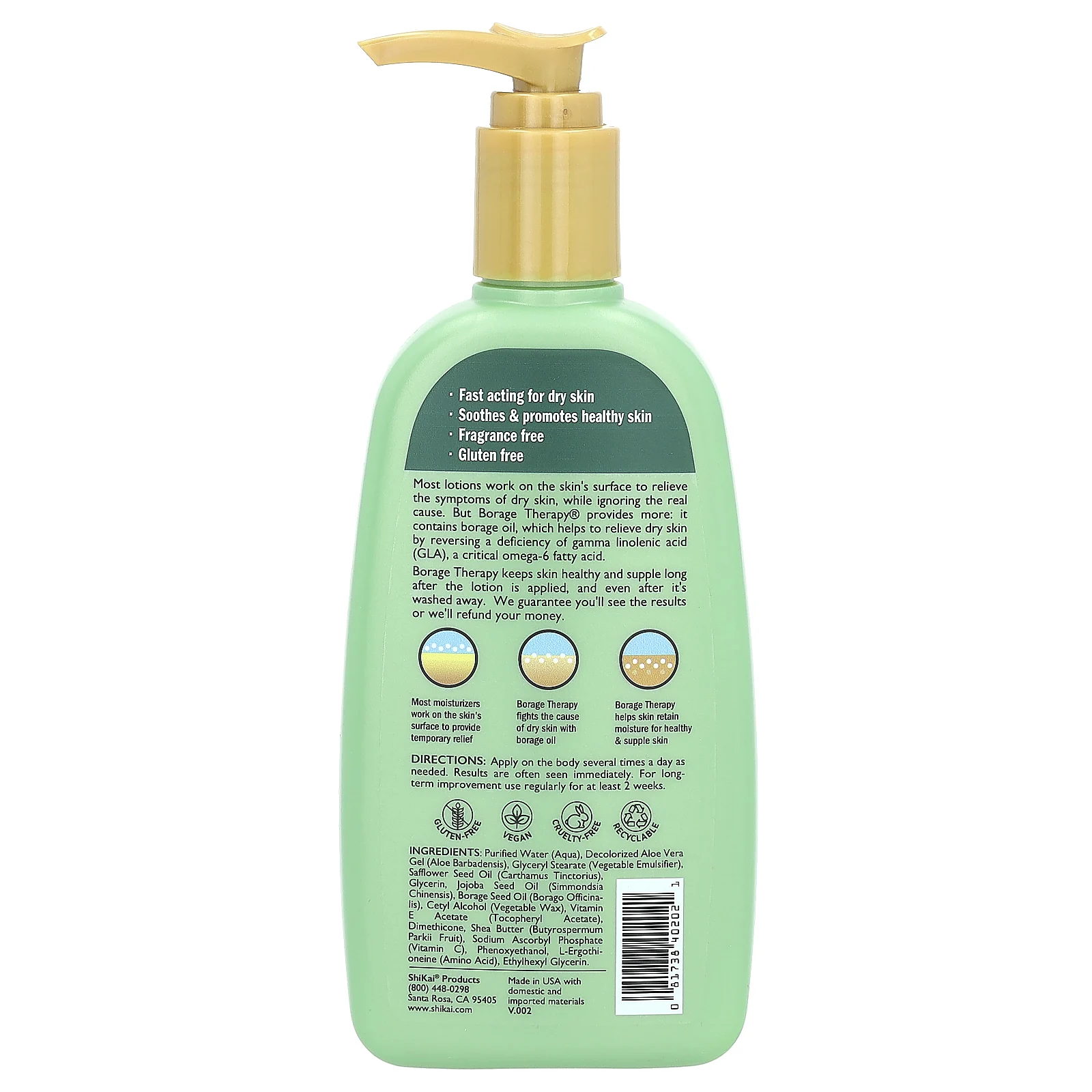 Shikai, Borage Therapy, лосьон для сухой кожи, оригинальный вкус без запаха, 238 мл (8 жидк. унций)