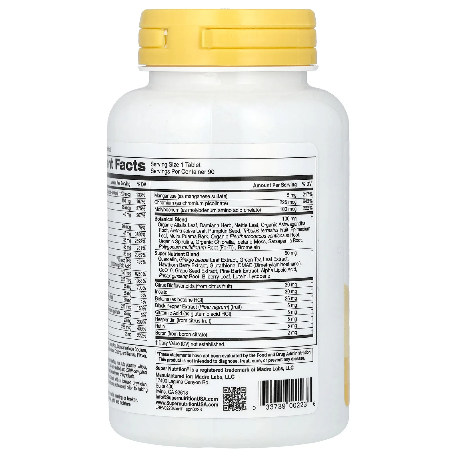 Super Nutrition, SimplyOne, мультивитамины и полезные травы для мужчин, без железа, 90 таблеток