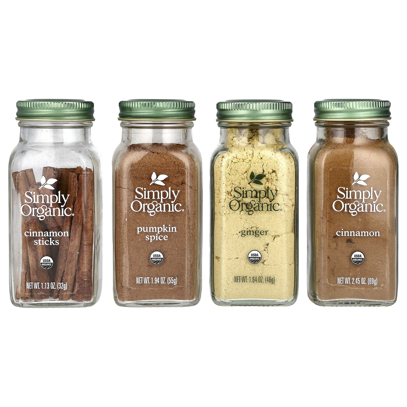 Simply Organic, Baking Essentials, набор органических специй, ассорти, 4 специи