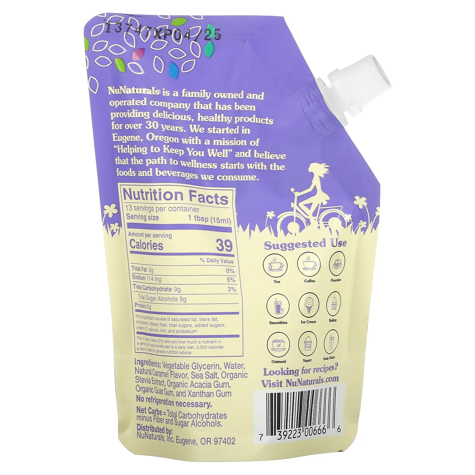 NuNaturals, NuStevia, Сироп со вкусом соленой карамели, 6,6 жидких унций (0,2 л)