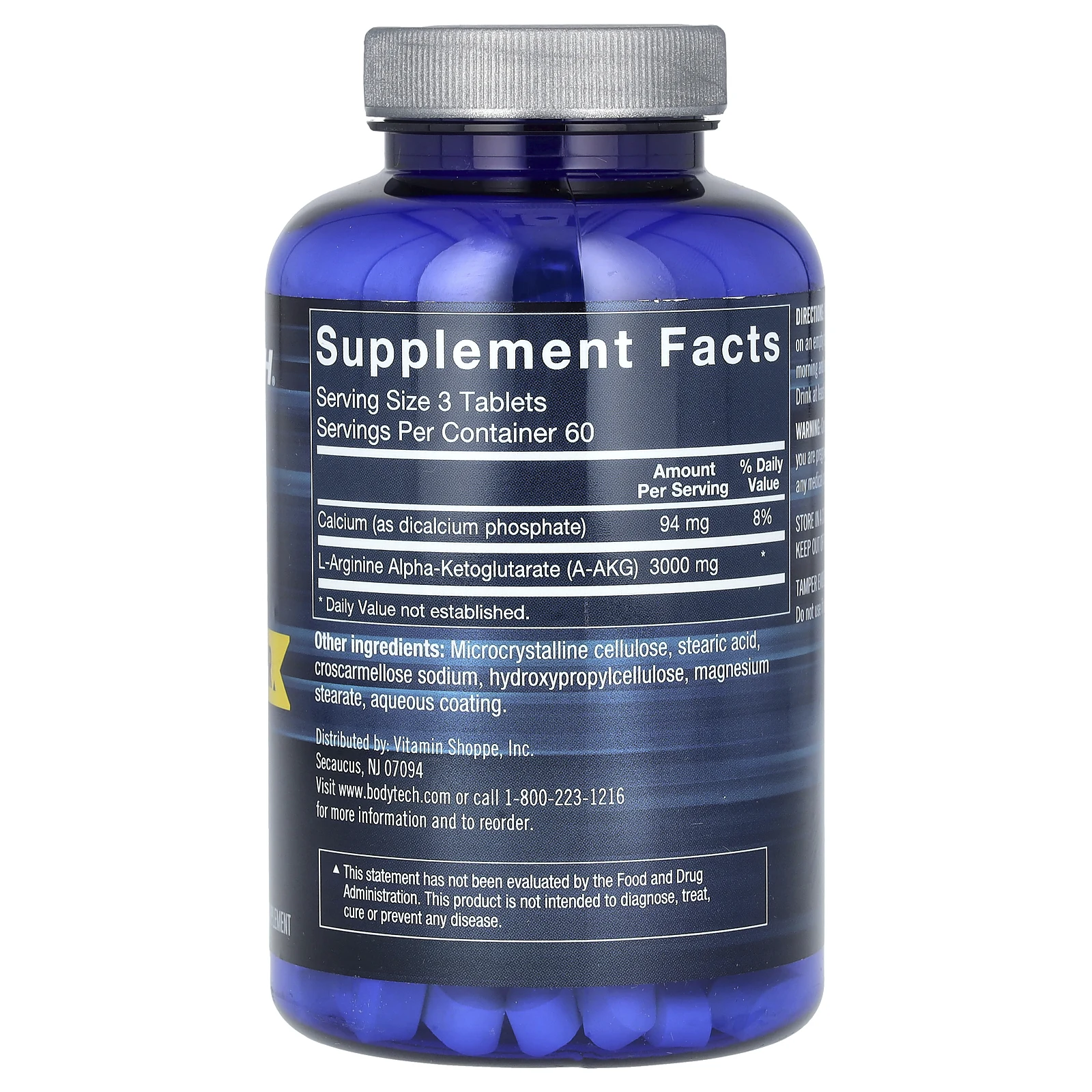 BodyTech, аргинин AKG, 180 таблеток