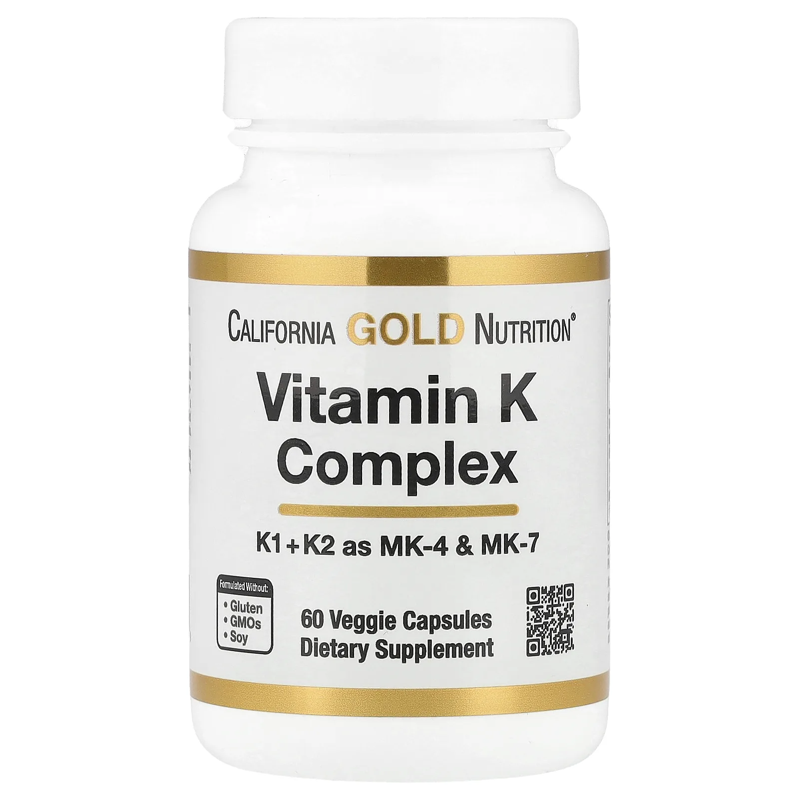California Gold Nutrition, комплекс витаминов группы K, 120 мкг, 60 растительных капсул