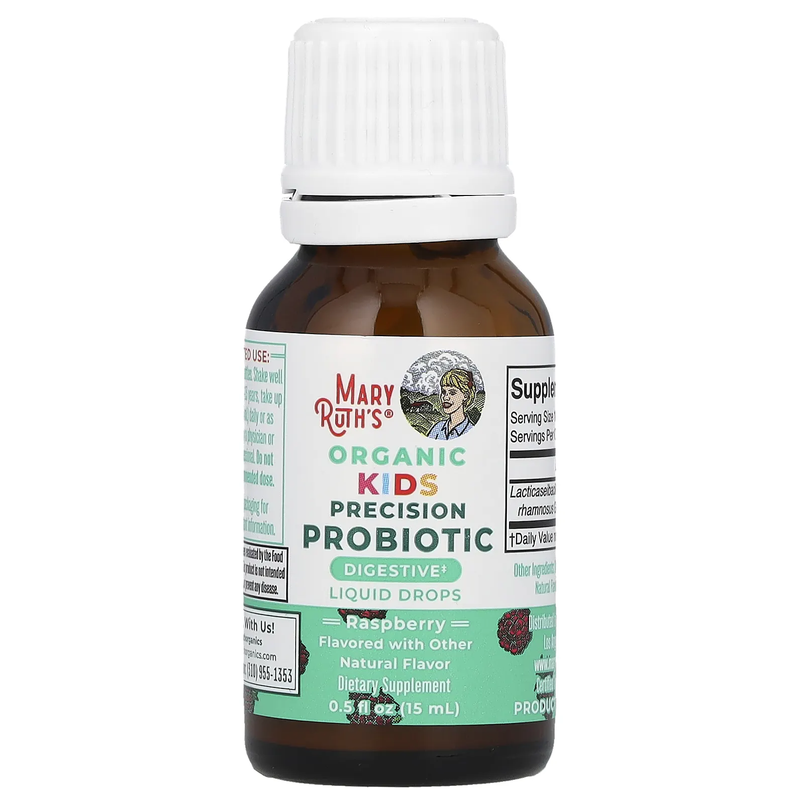 MaryRuth's, Organic Kids Precision Probiotic, жидкие капли, для детей от 4 до 13 лет, малина, 2 млрд КОЕ, 15 мл (0,5 жидк. Унции)