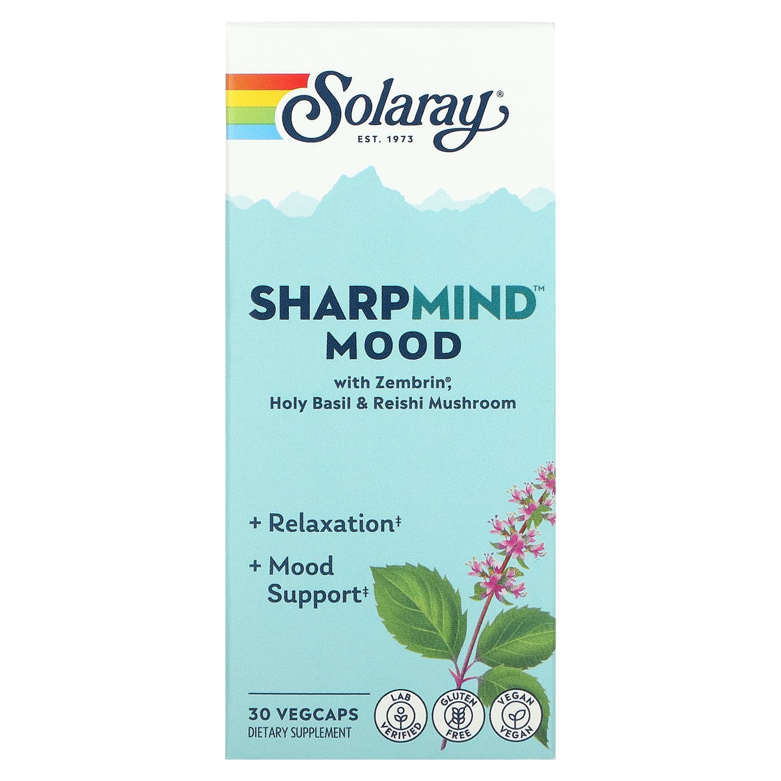 Solaray, SharpMind Mood, средство для улучшения настроения, 30 растительных капсул