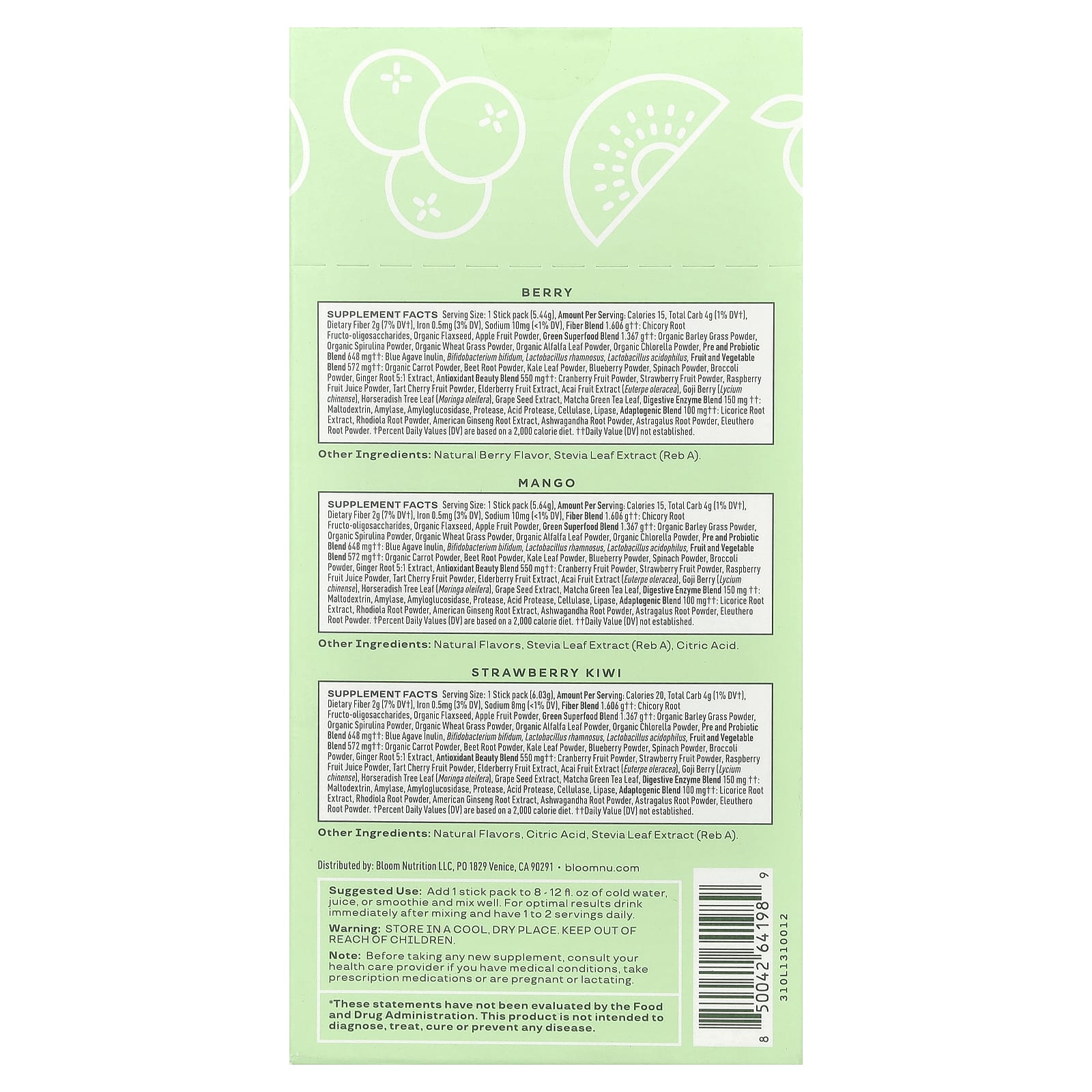 Bloom, Greens & Superfoods, Variety Pack, 18 стиков, 102,36 г (3,6 унции)