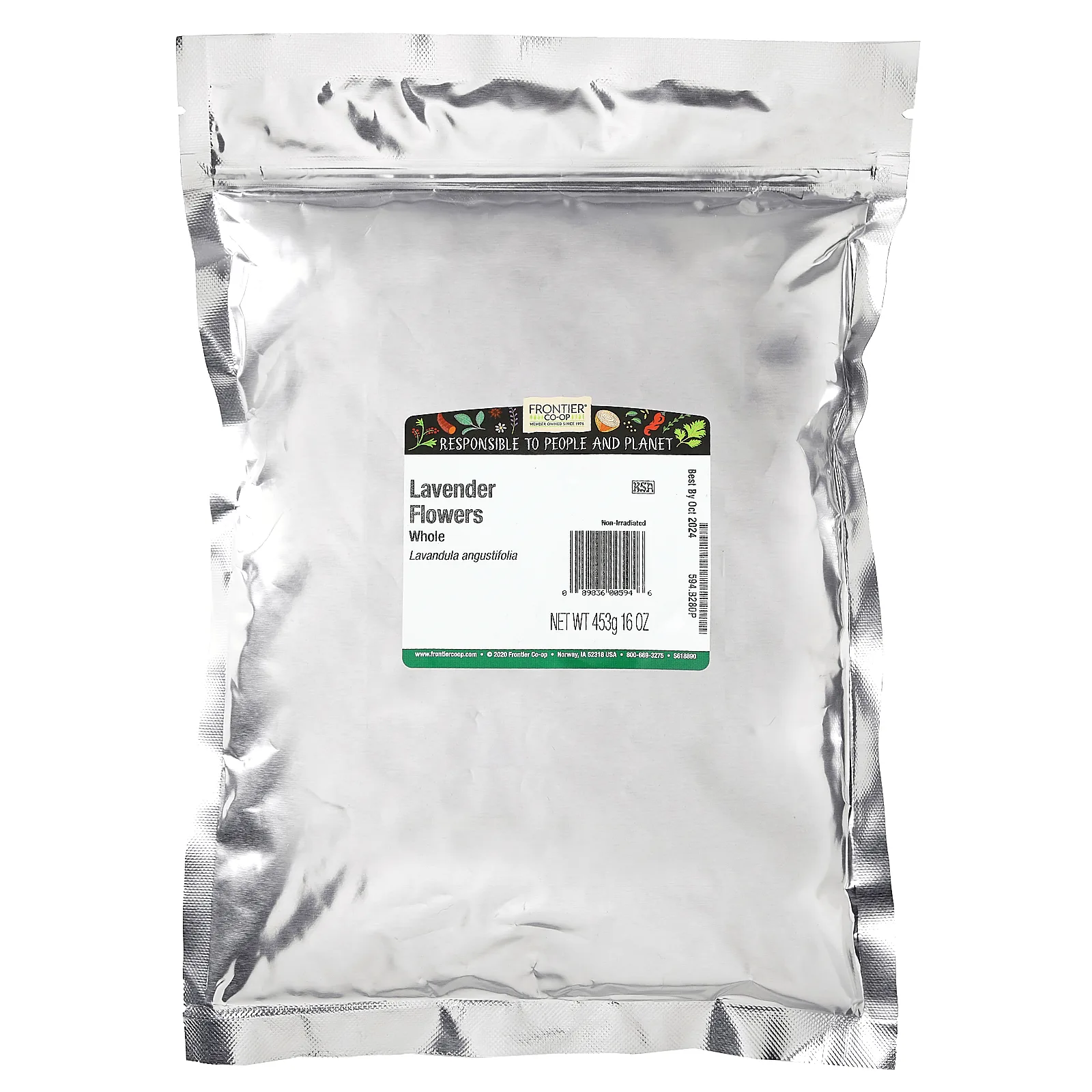 Frontier Co-op, Цельные цветы лаванды, 453 г (16 унций)