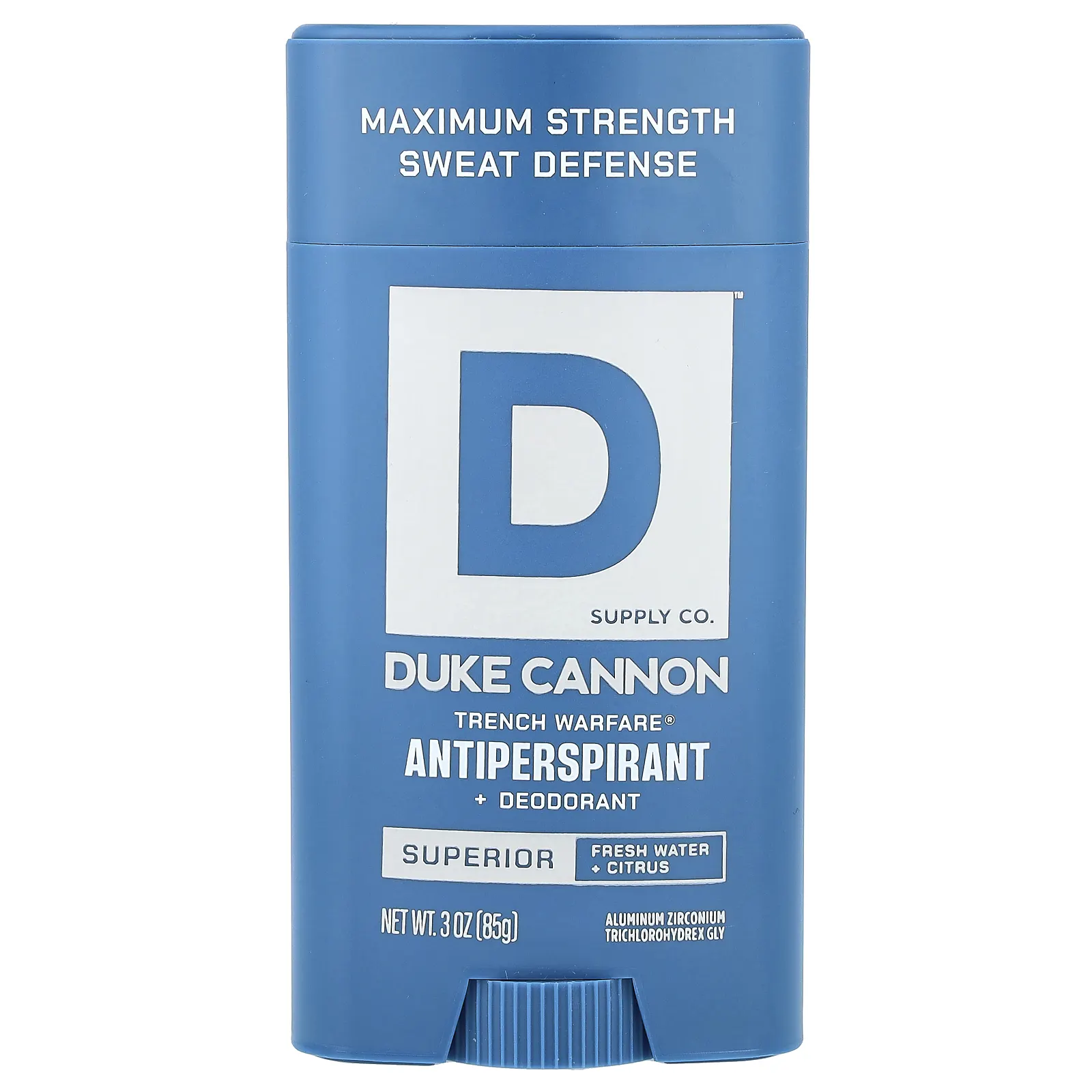 Duke Cannon Supply Co., Trench Warfare® антиперспирант и дезодорант, превосходный, пресная вода и цитрусовые, 85 г (3 унции)