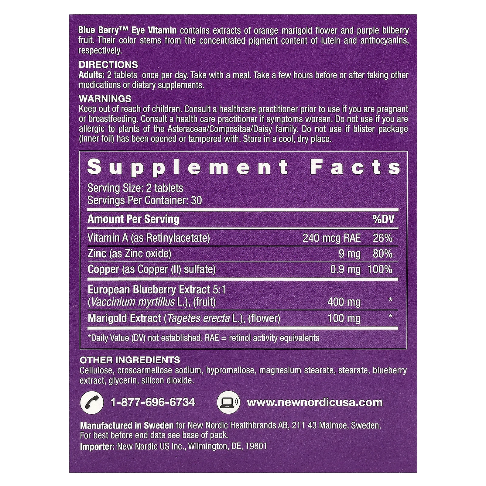 New Nordic, Blue Berry, добавка сильного действия, 60 таблеток