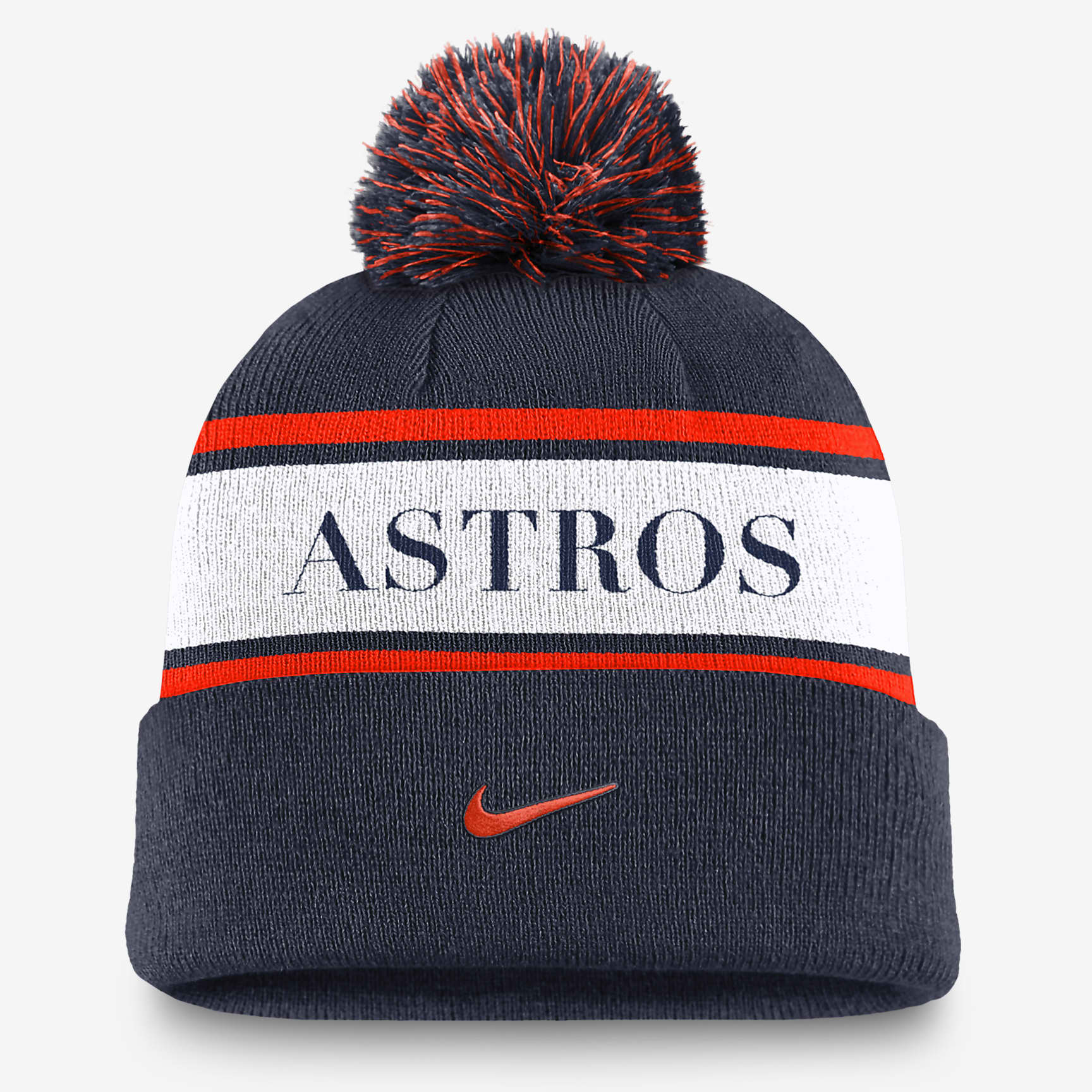 Houston Astros Team Stripe Peak Men's Nike MLB Cuffed Pom Beanie