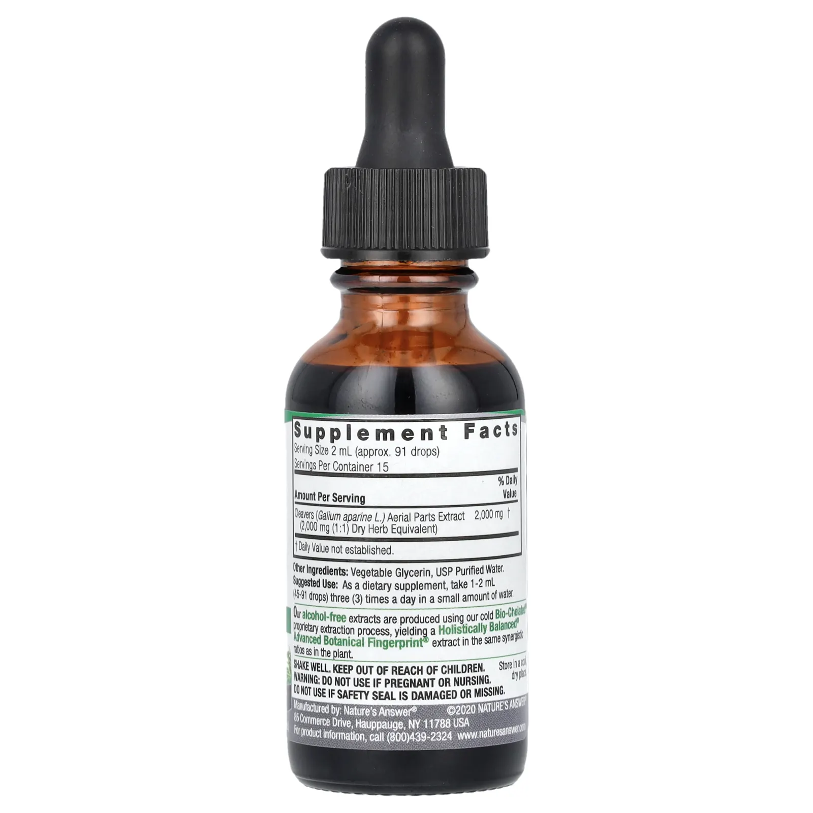 Nature's Answer, надземные части подмаренника цепкого, жидкий экстракт, без спирта, 2000 мг, 30 мл (1 жидк. унция)