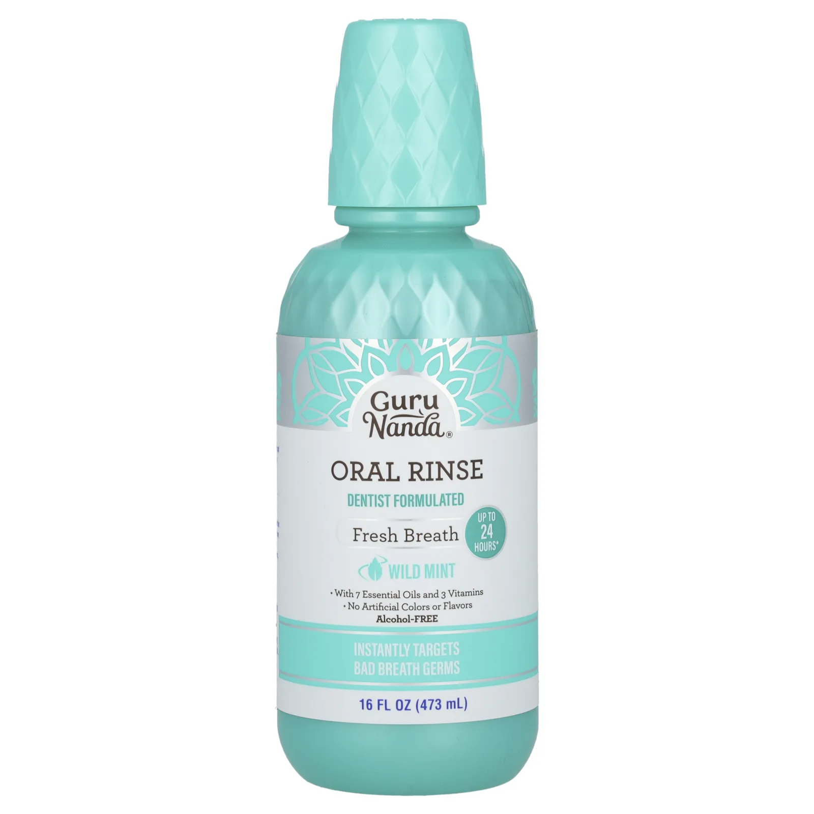 GuruNanda, ополаскиватель для полости рта, без спирта, дикая мята, 473 мл (16 жидк. унций)