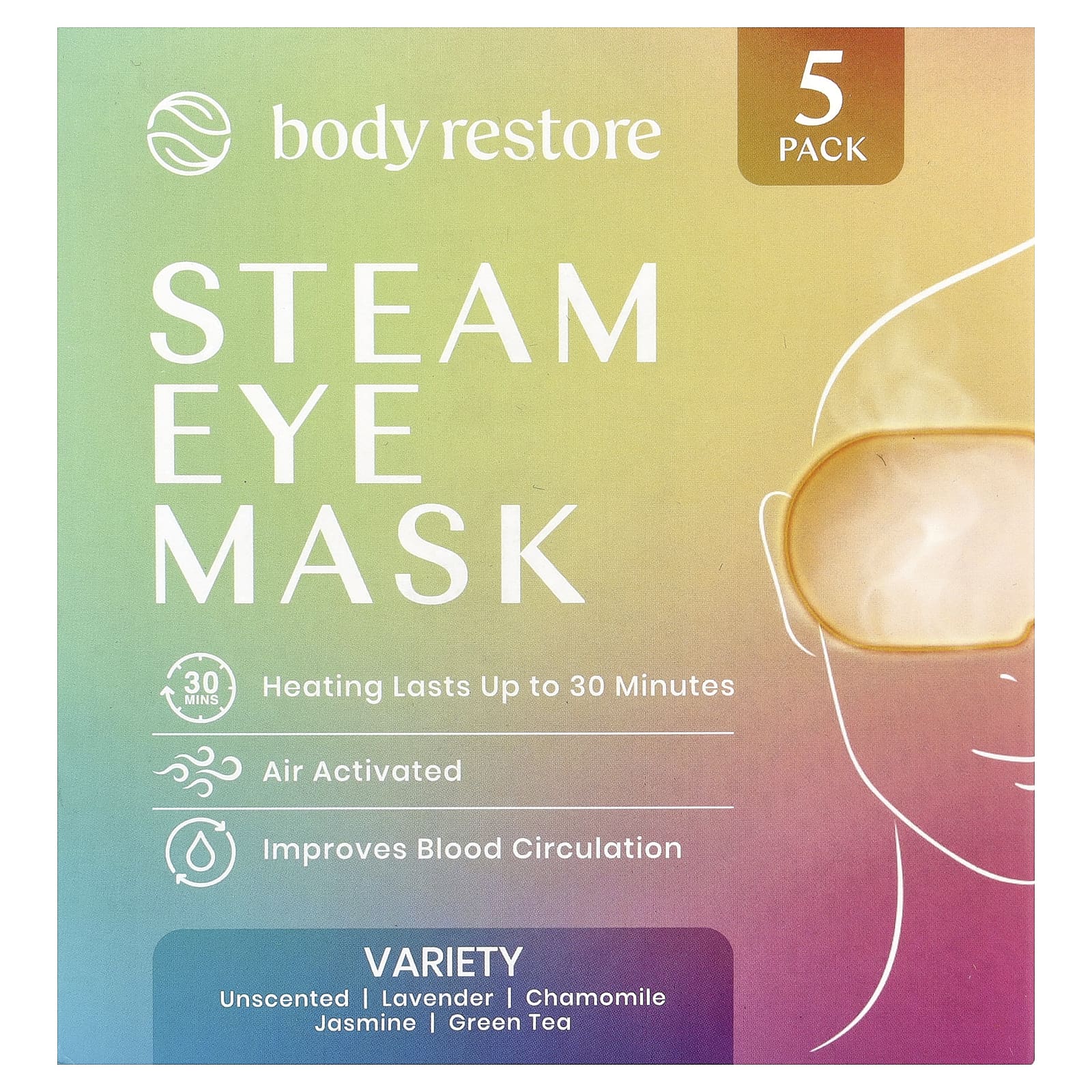 Body Restore, паровая маска для глаз, ассорти вкусов, 5 шт.