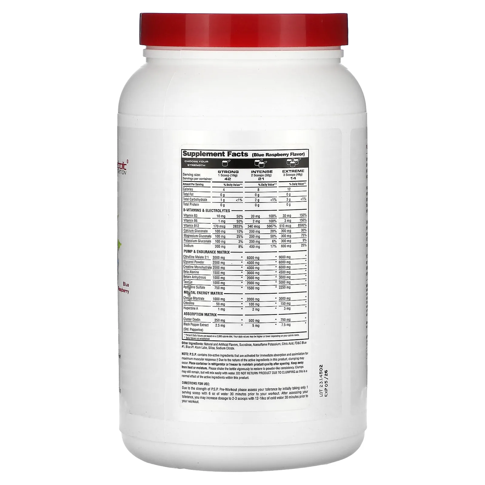 Metabolic Nutrition, PSP, предтренировочный комплекс, голубая малина, 672 г (23,7 унции)