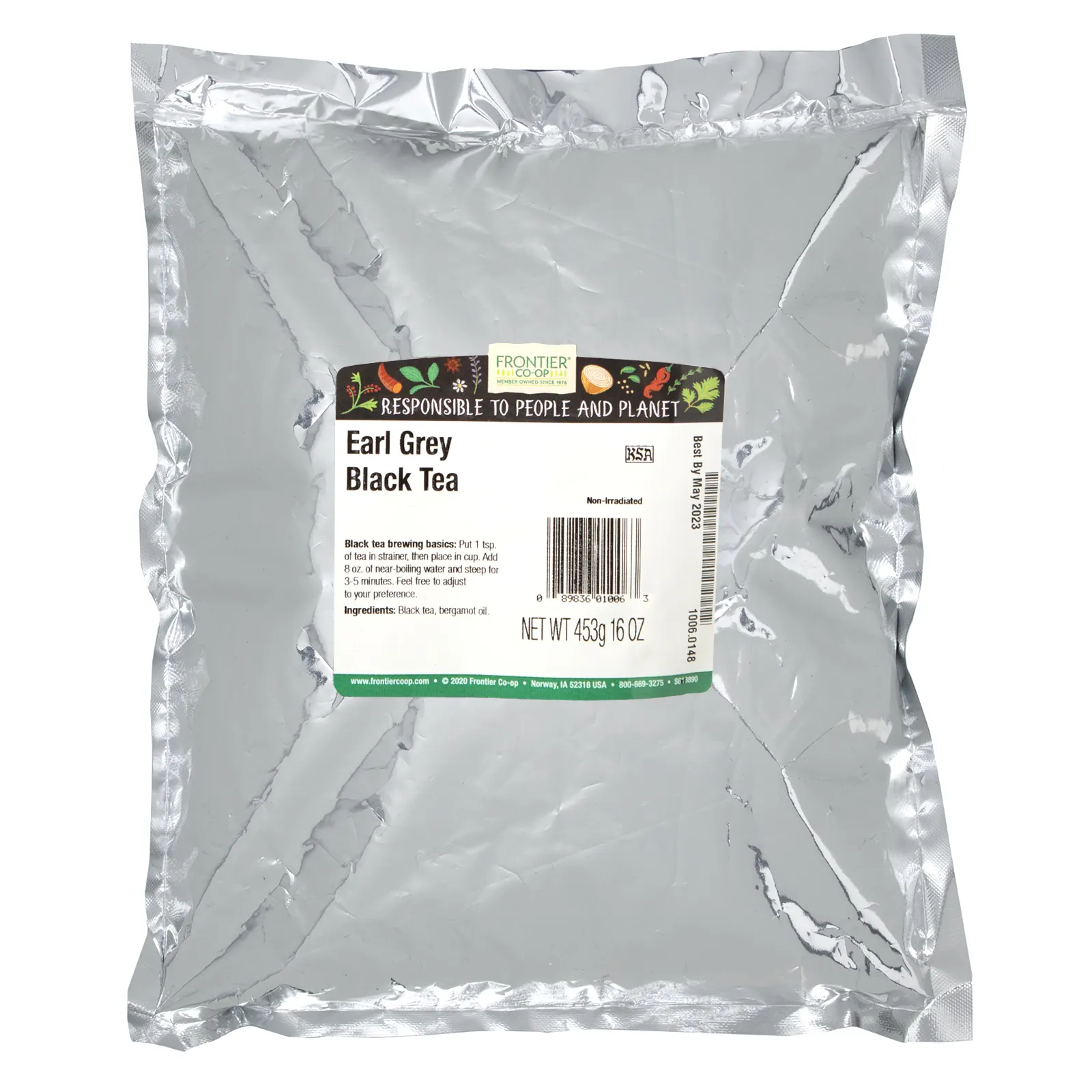 Frontier Co-op, Earl Grey, черный чай, 453 г (16 унций)