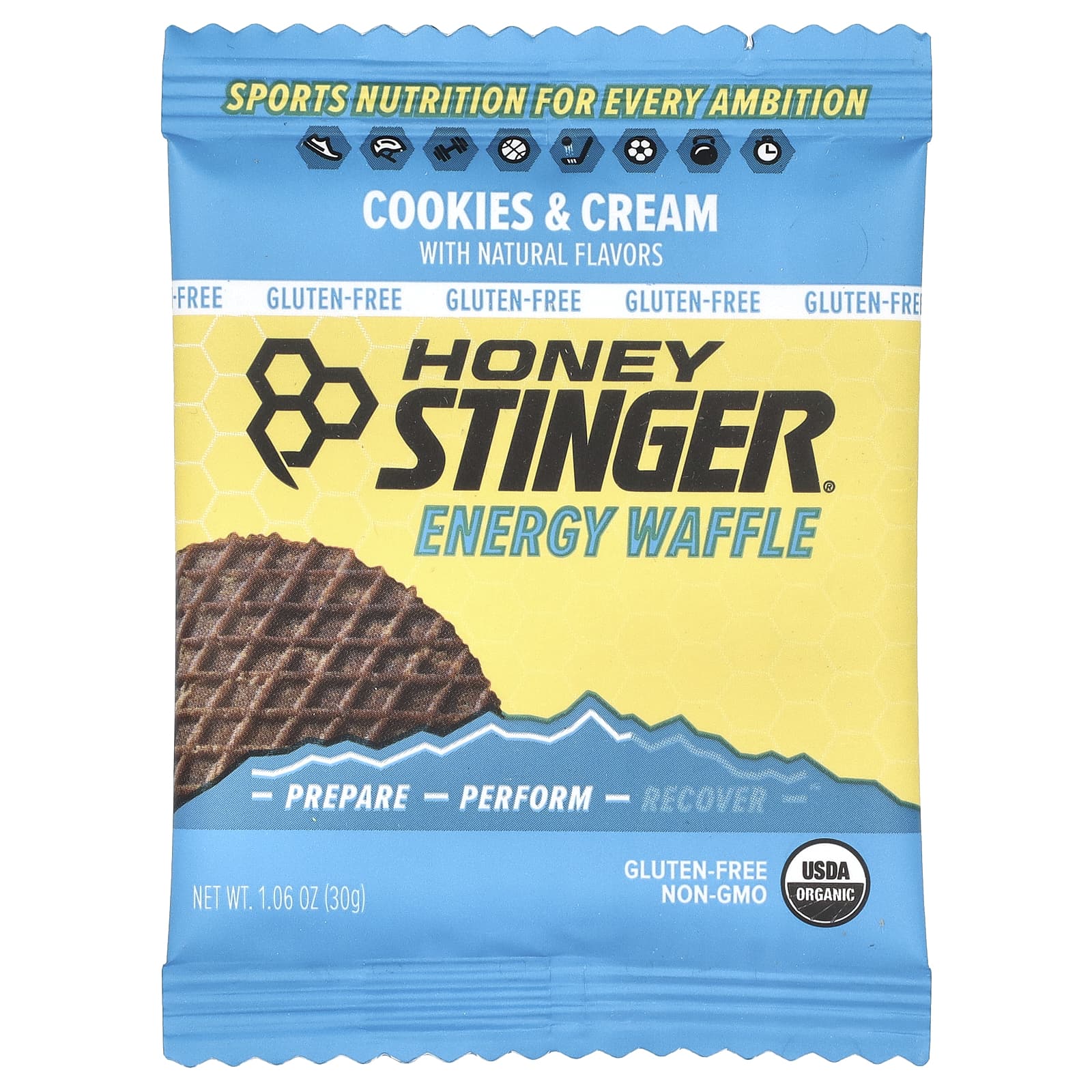 Honey Stinger, Energy Waffle, печенье и крем, 12 вафель по 30 г (1,06 унции)