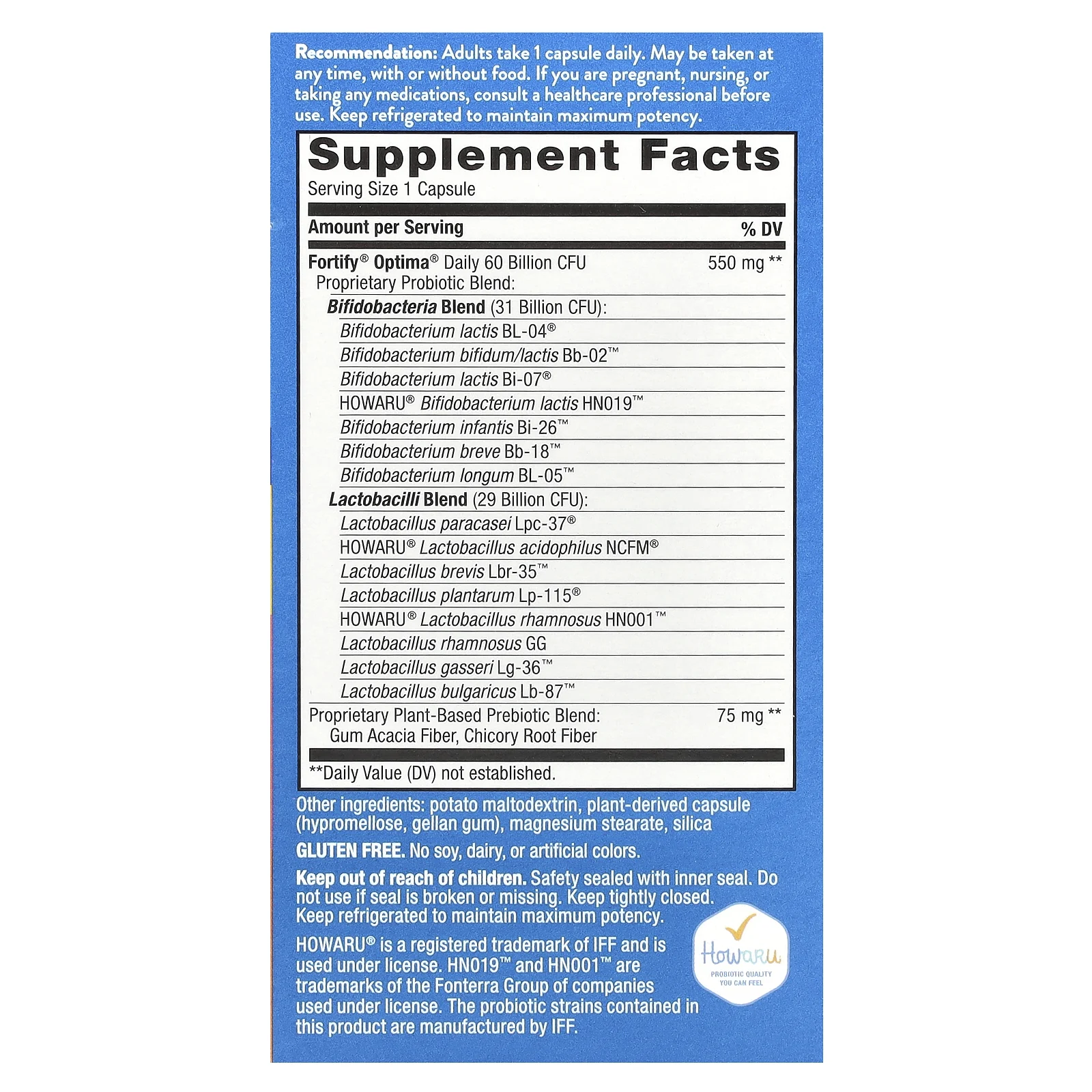 Nature's Way, Fortify Optima, пробиотики и пребиотики для ежедневного приема, 60 млрд КОЕ, 30 капсул с отсроченным высвобождением