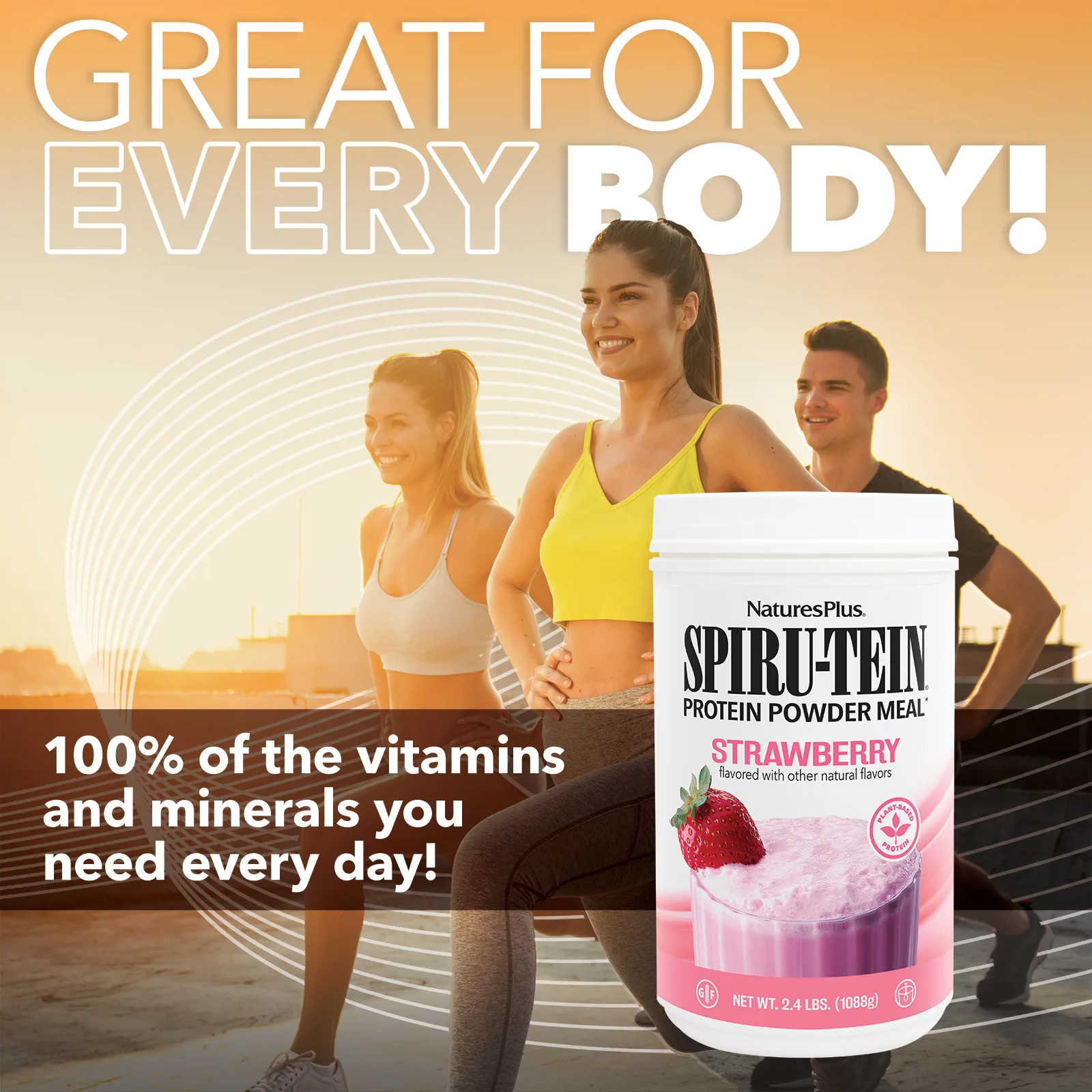 NaturesPlus, Spiru-Tein, энергетическая добавка с высоким содержанием протеина, со вкусом клубники, 1088 г (2,4 фунта)