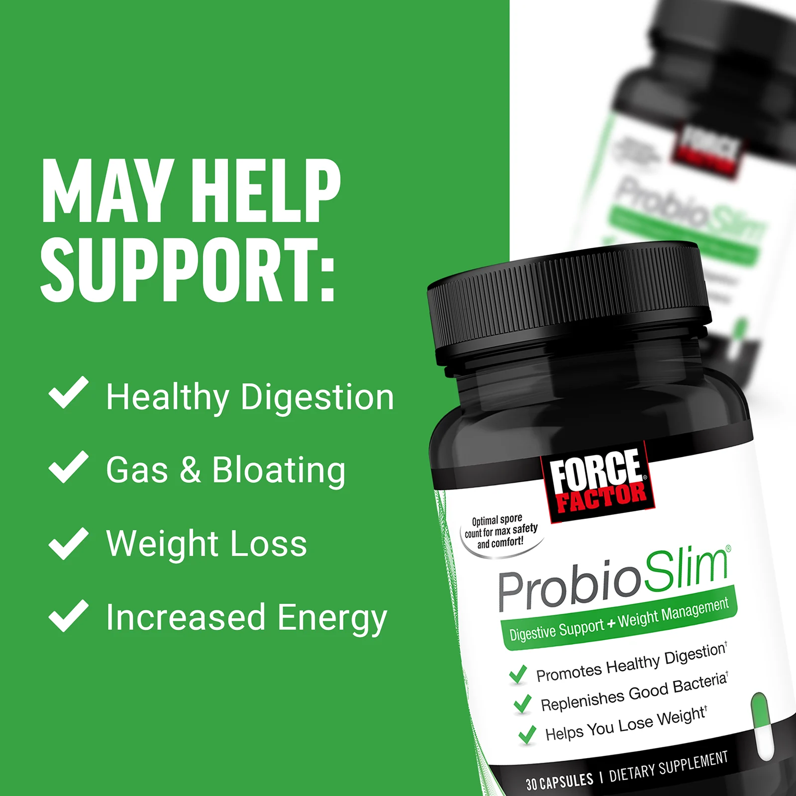 Force Factor, ProbioSlim, поддержка пищеварения + контроль веса, 30 капсул