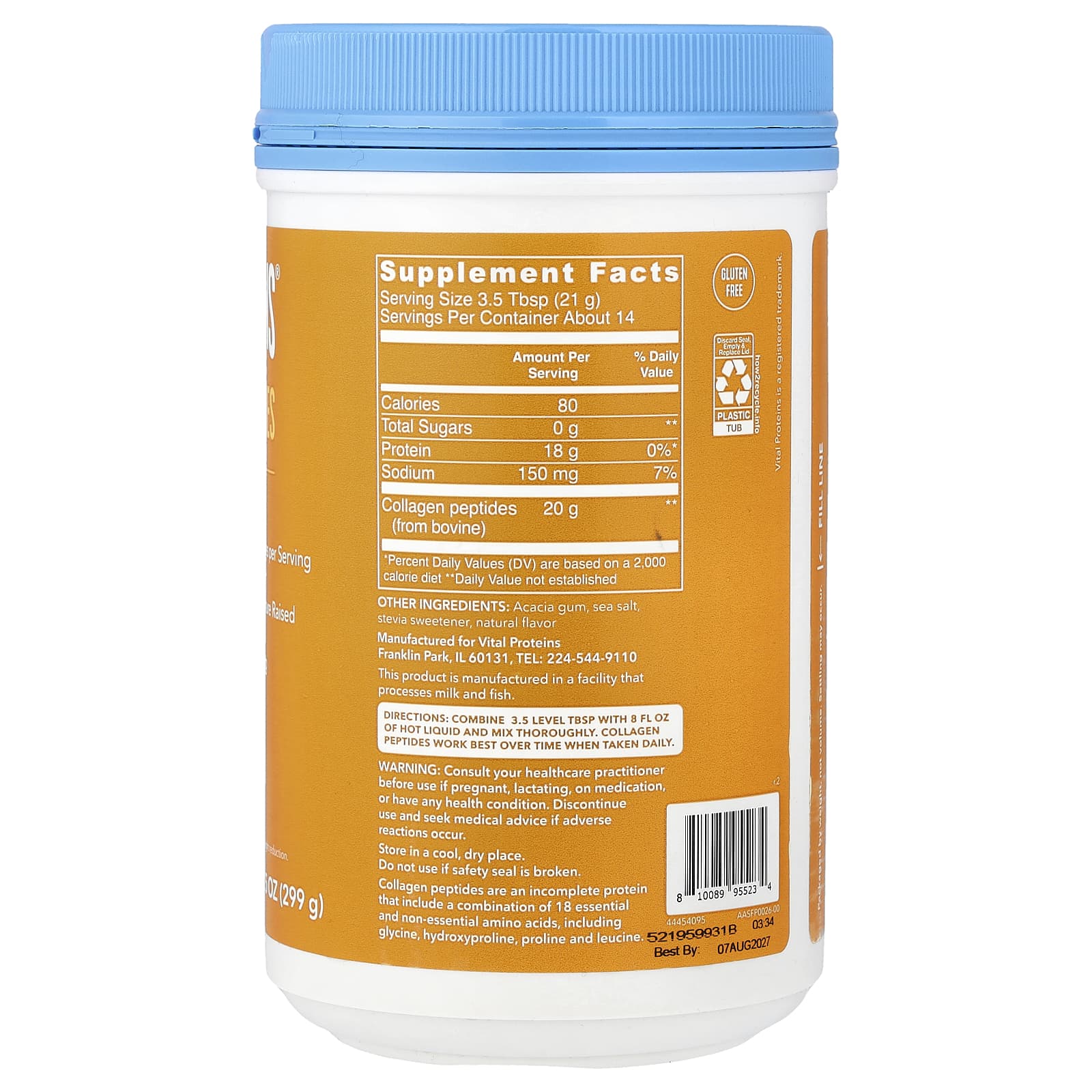 Vital Proteins, пептиды коллагена, со вкусом тыквы, 299 г (10,5 унции)