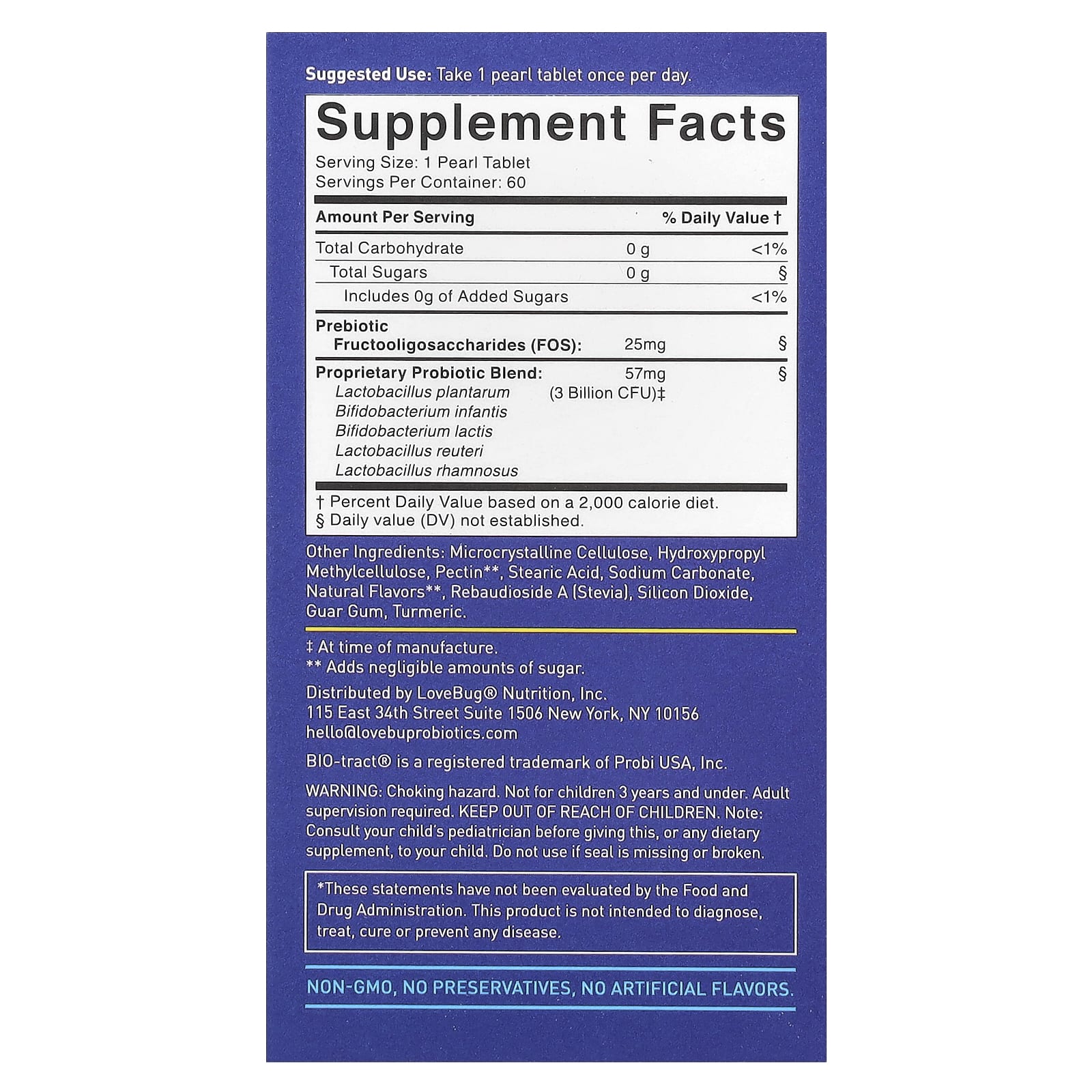 LoveBug Probiotics, пробиотики для детей, 3 млрд КОЕ, 60 жемчужин, которые легко глотать