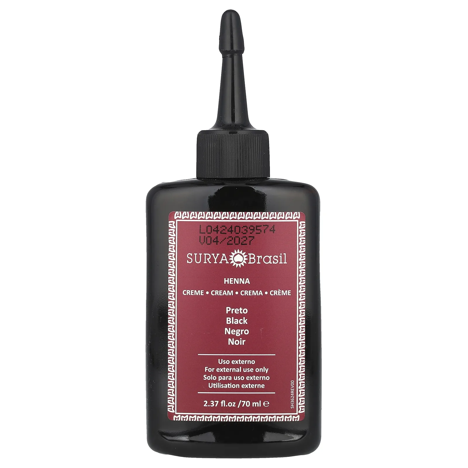 Surya Brasil, хна-крем, краска для волос и кондиционер, черная, 70 мл (2,37 жидк. унции)