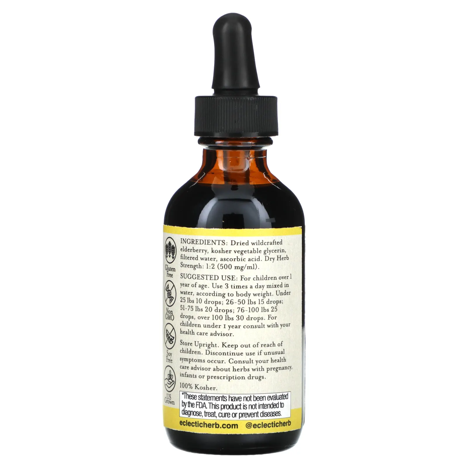 Eclectic Herb, травяной глицериновый экстракт для детей, бузина, 60 мл (2 жидк.унции)
