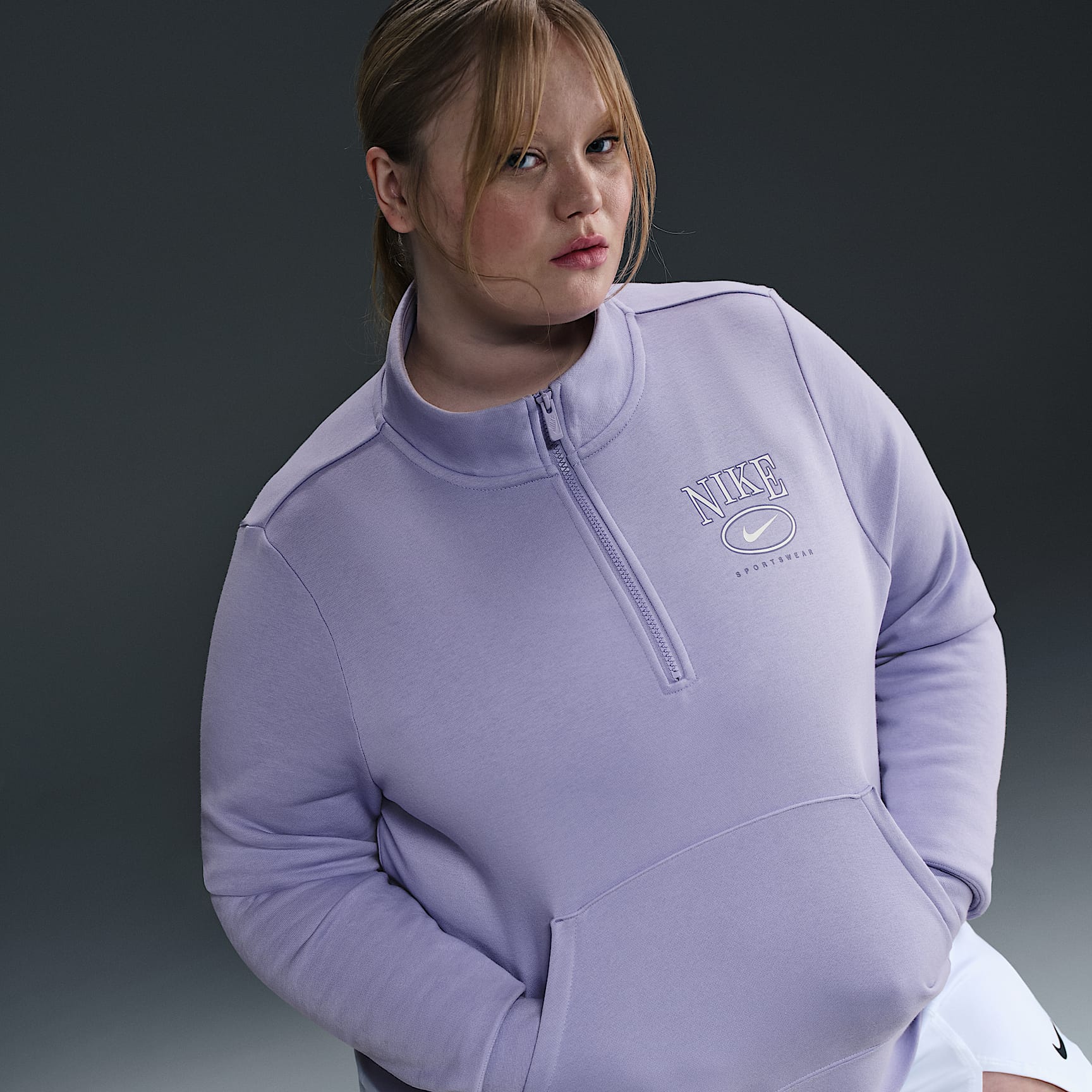 Nike Sportswear Club Fleece Women's Mock-Neck 1/2-Zip Graphic Top (Plus Size)