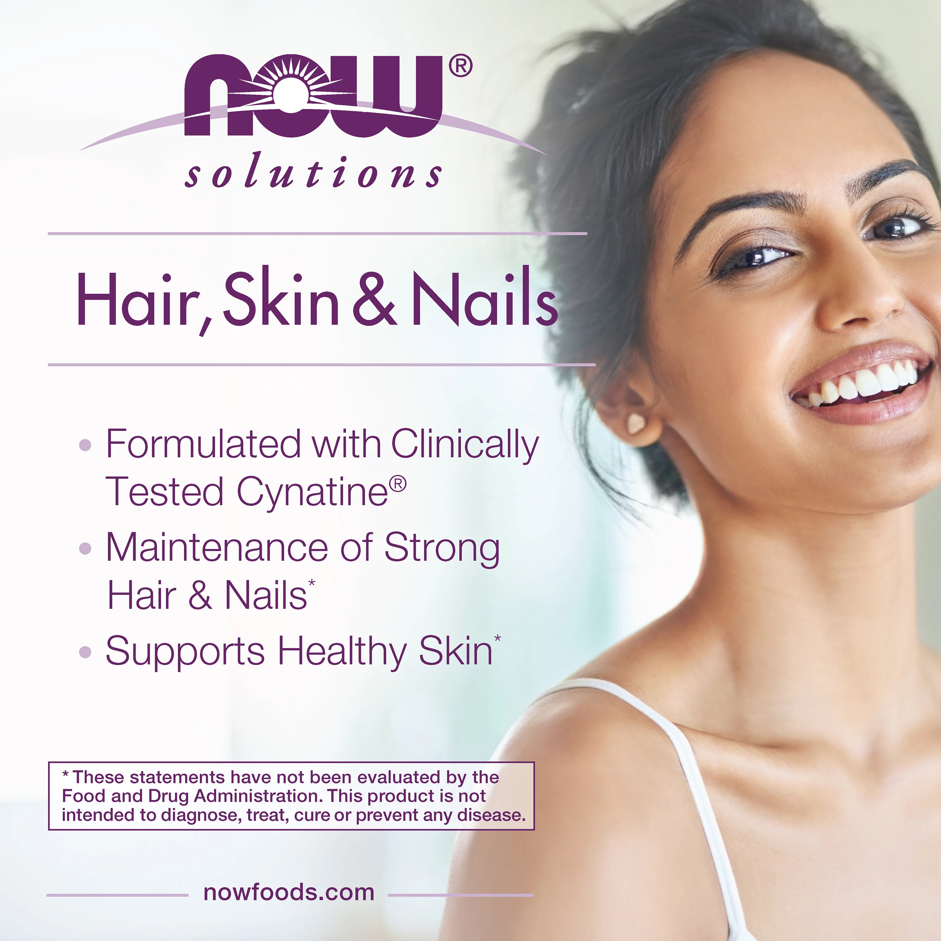 NOW Foods, Solutions, для здоровья волос, кожи и ногтей, 90 вегетарианских капсул