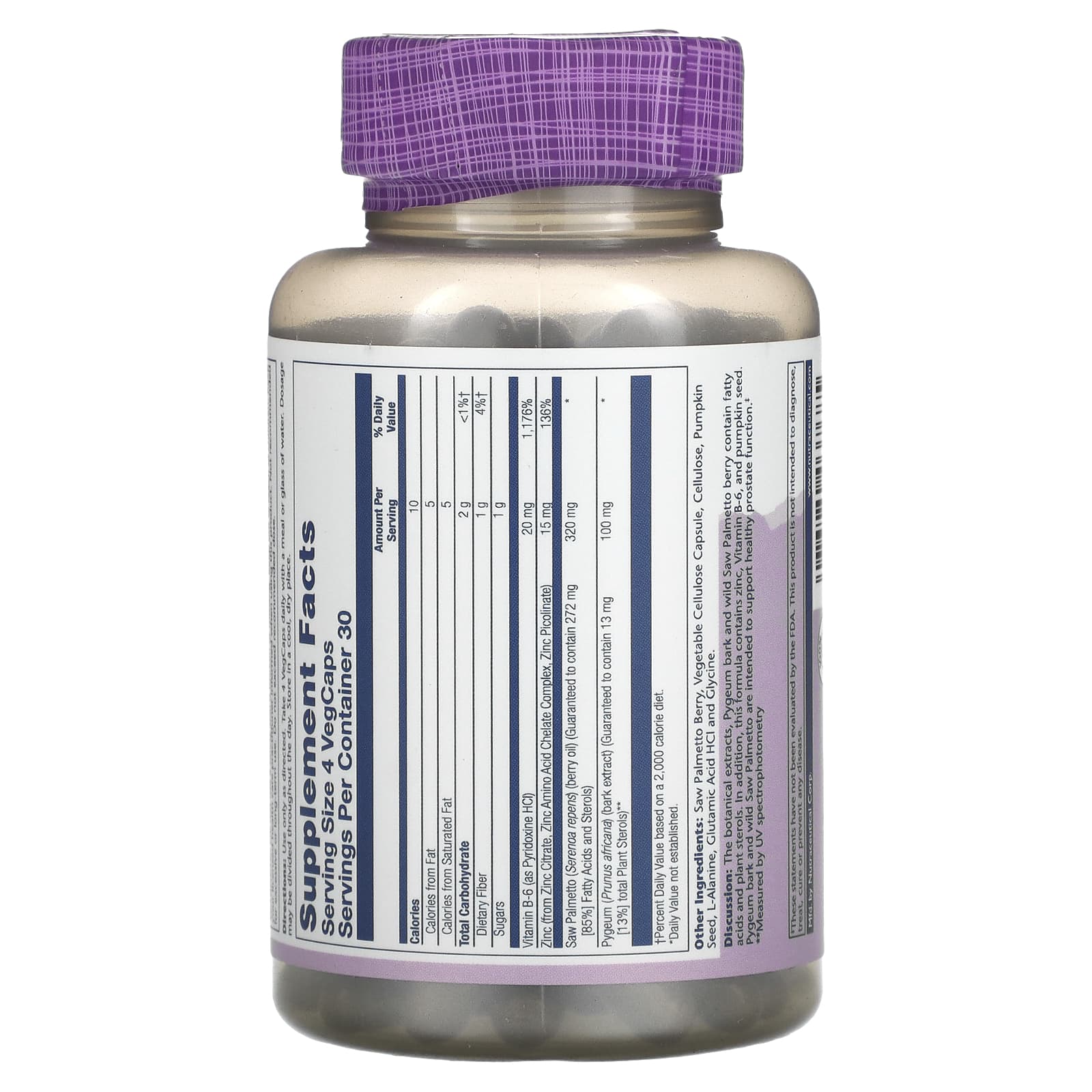 Solaray, африканская слива и сереноя, 120 вегетарианских капсул