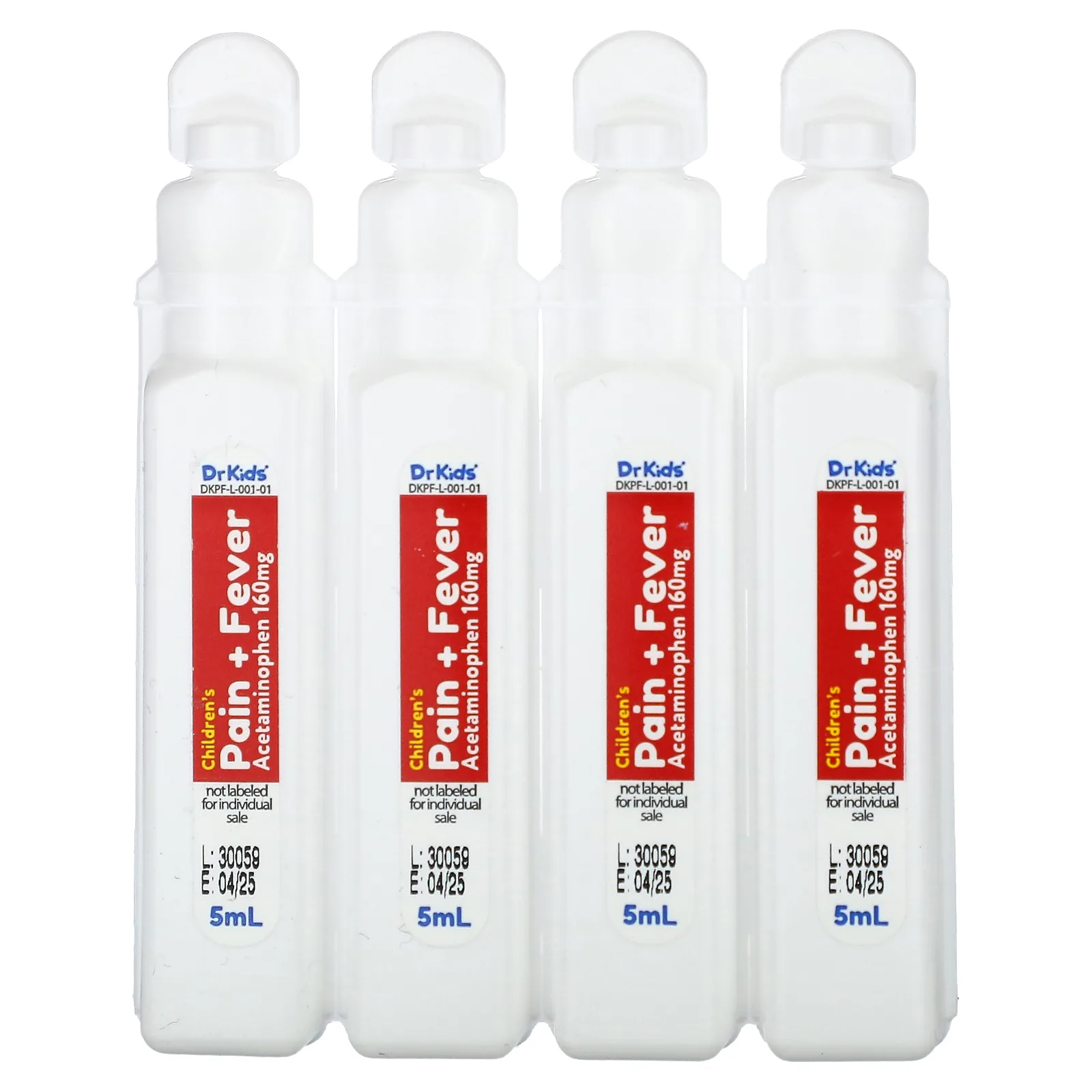 DrKids, средство от боли и лихорадки, для детей от 2 до 11 лет, с вишней, 20 отмеренных одноразовых флаконов, по 5 мл (0,17 жидк. унции)