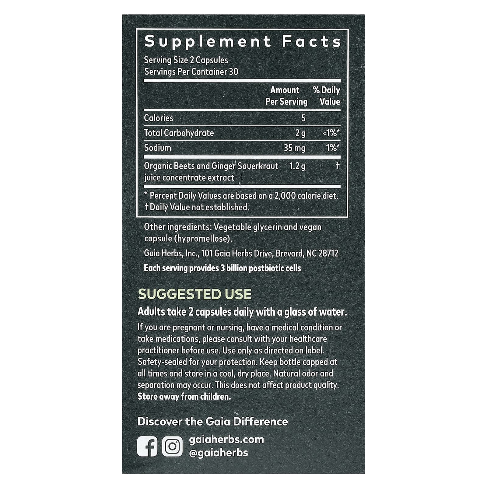 Gaia Herbs, постбиотик из свеклы с имбирем, 60 веганских капсул с фитокапсулами