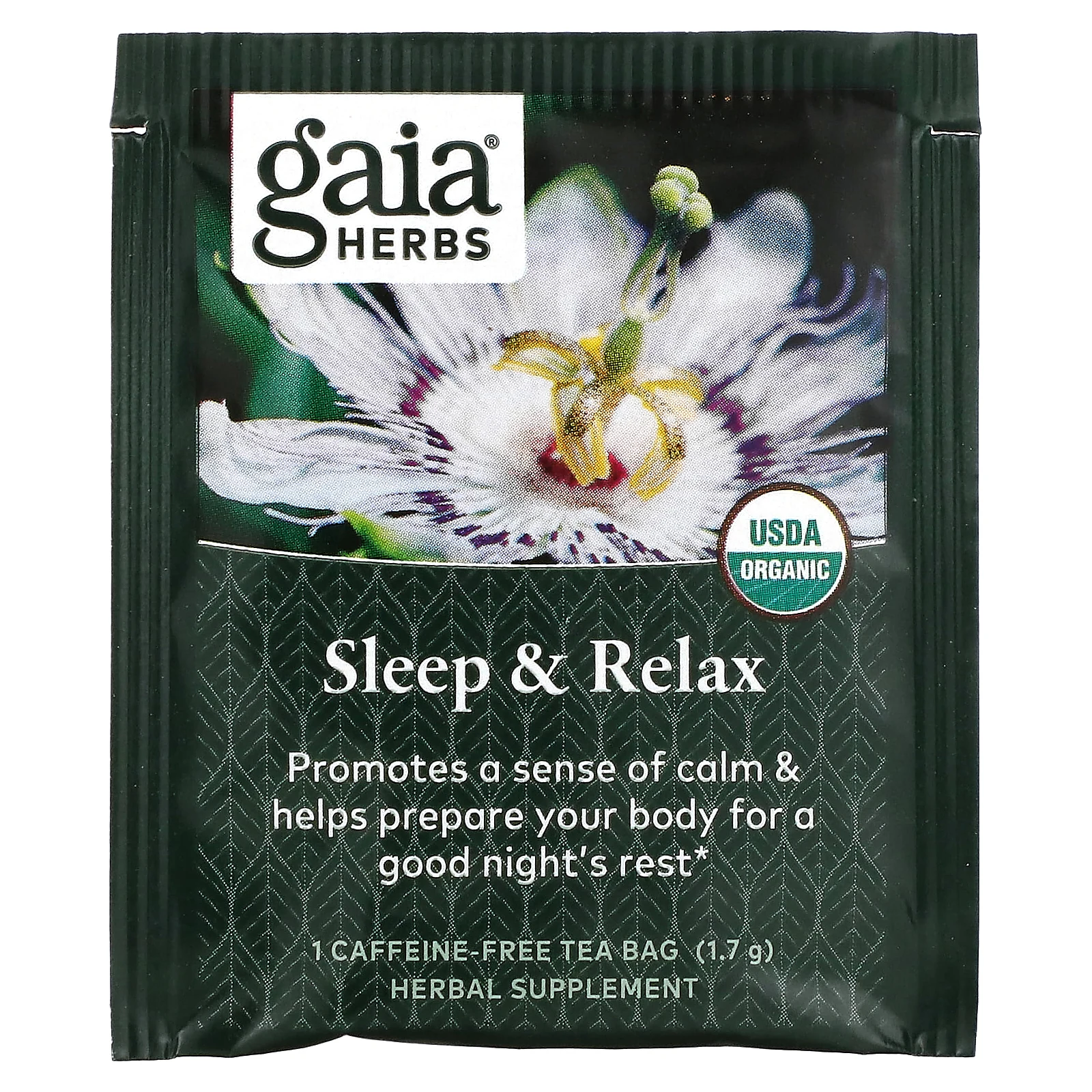 Gaia Herbs, травяной чай, для сна и расслабления, без кофеина, 16 чайных пакетиков, 27,2 г (0,96 унции)