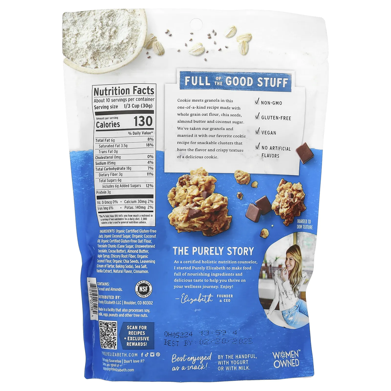 Purely Elizabeth, Cookie Granola, шоколадная крошка, 312 г (11 унций)