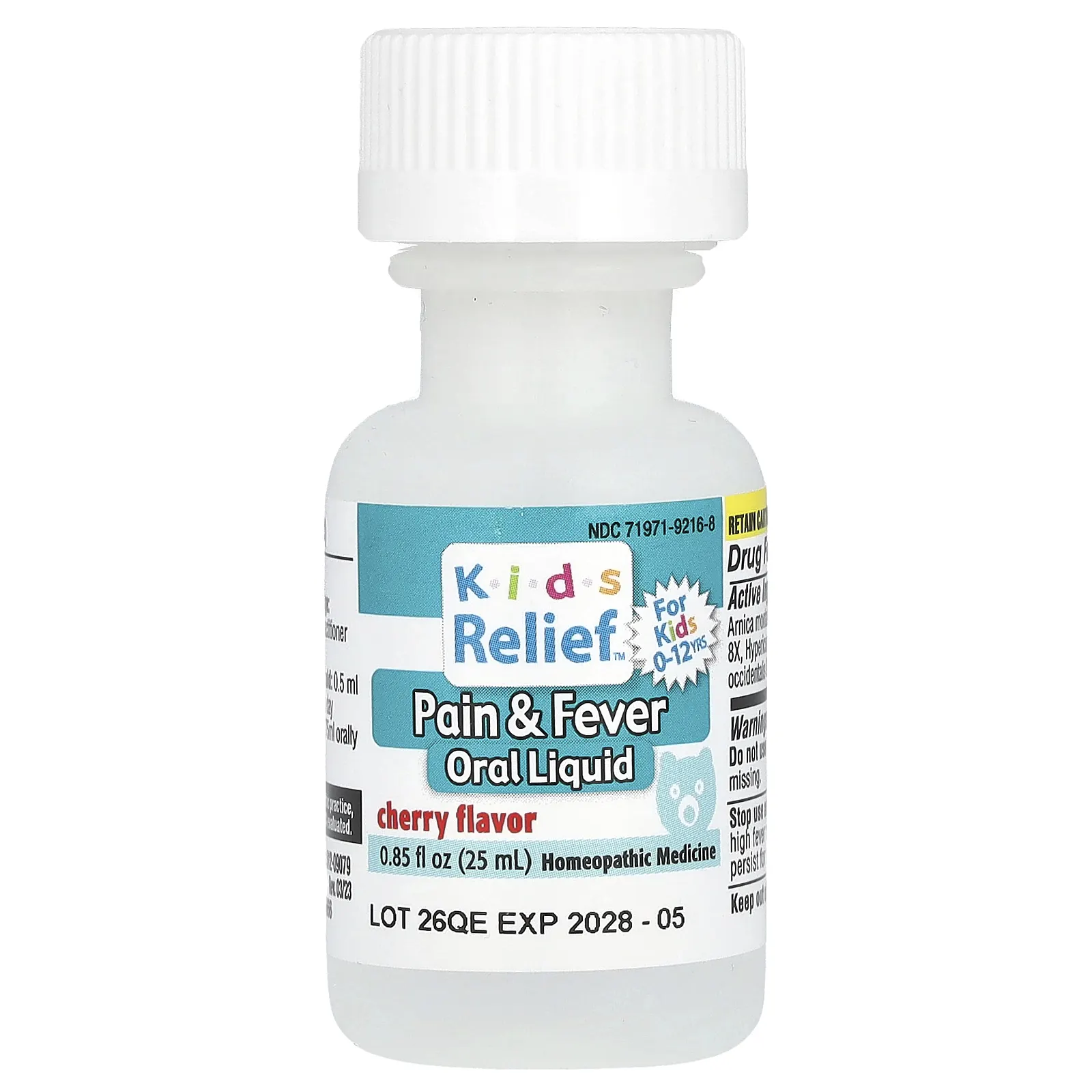 Homeolab USA, Kids Relief, жидкость для перорального применения от боли и лихорадки, для детей 0–12 лет, со вкусом вишни, 25 мл (0,85 жидк. Унции)