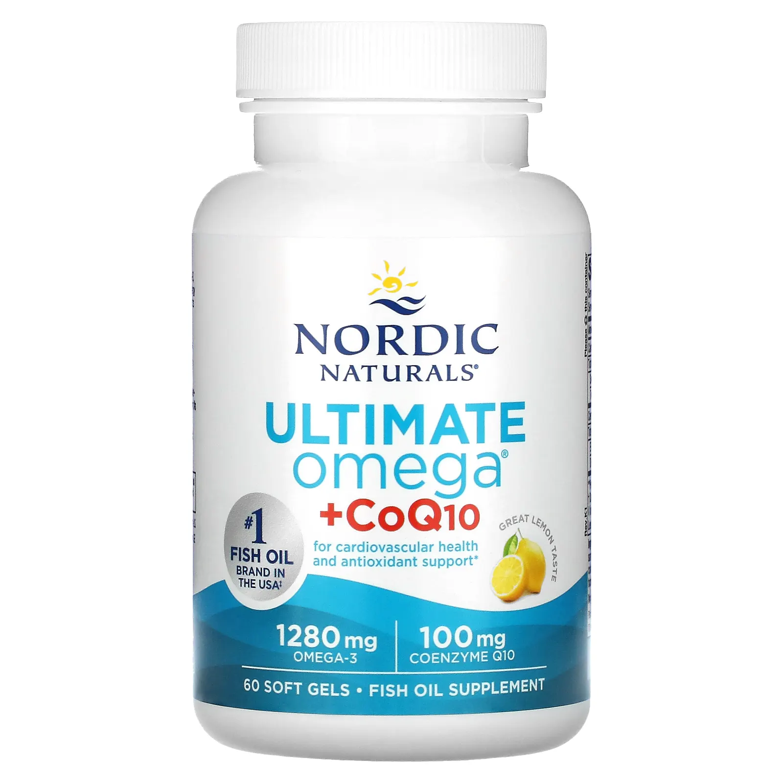 Nordic Naturals, Ultimate Omega, с коэнзимом Q10, со вкусом лимона, 60 капсул