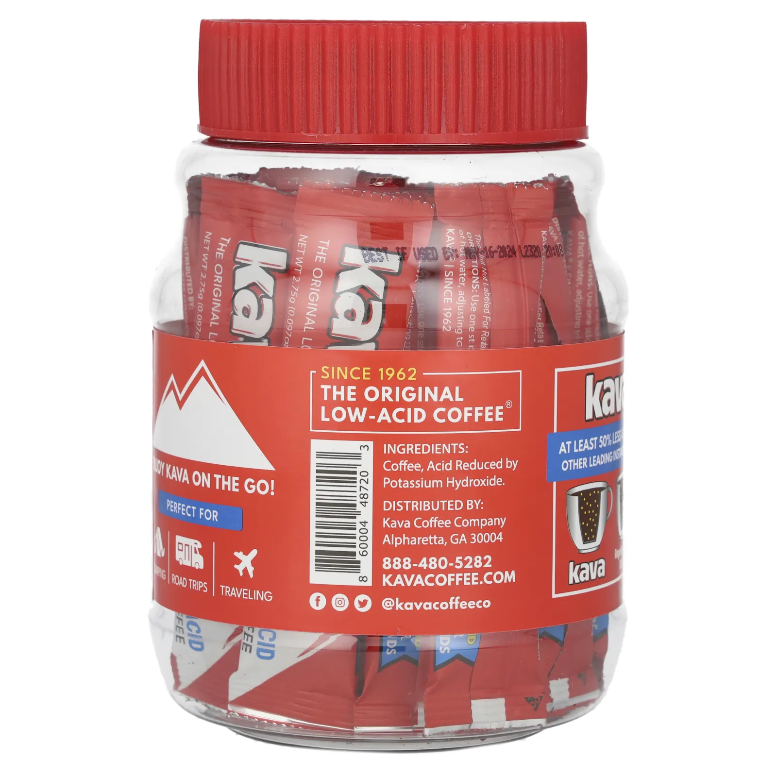 Kava Coffee, растворимый кофе в порционных стиках, с пониженным содержанием кислоты, 20 пакетиков по 2,75 г (0,097 унции)