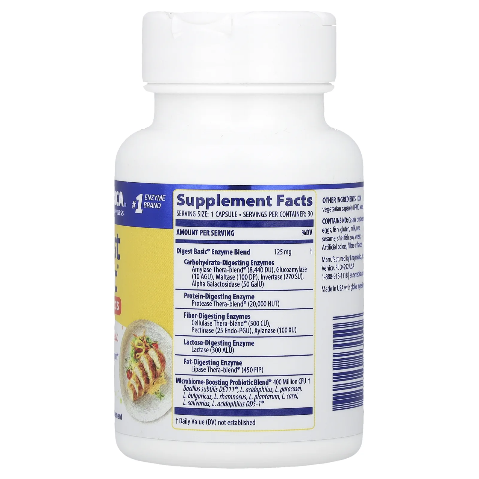 Enzymedica, Digest Basic с пробиотиками, 30 капсул