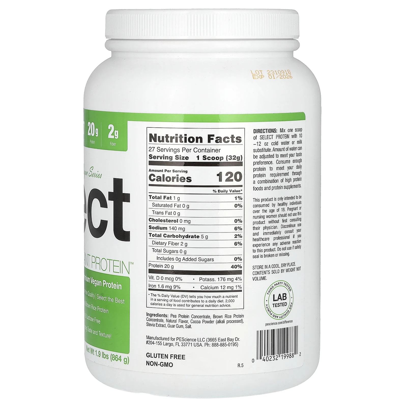 PEScience, Select Protein, серия для веганов, протеин, со вкусом шоколада, 918 г (32,4 унции)